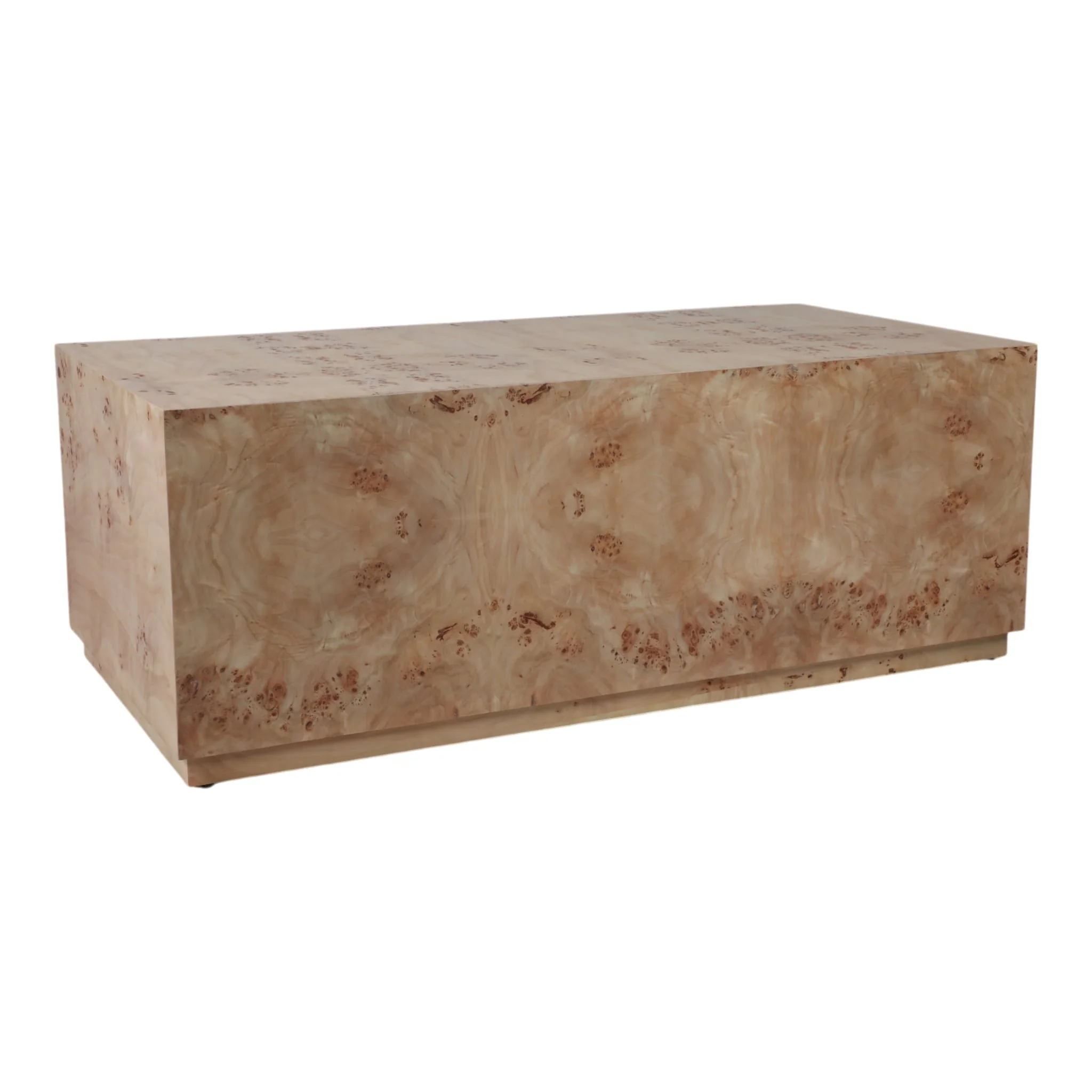 47x24 Rectangular Burl Wood Coffee Table, Tan
