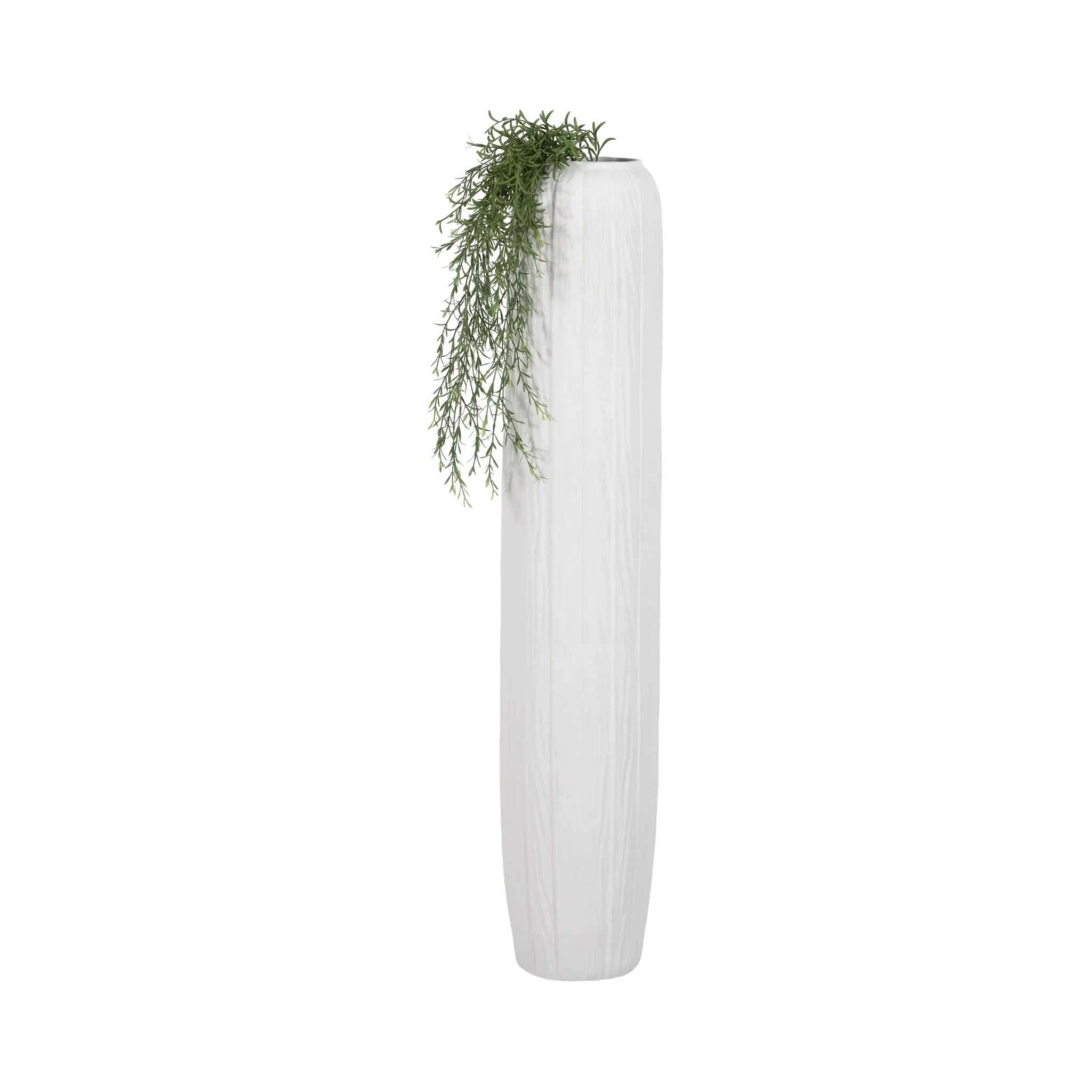 48" Rough Cylinder Floor Vase, White - Image 2