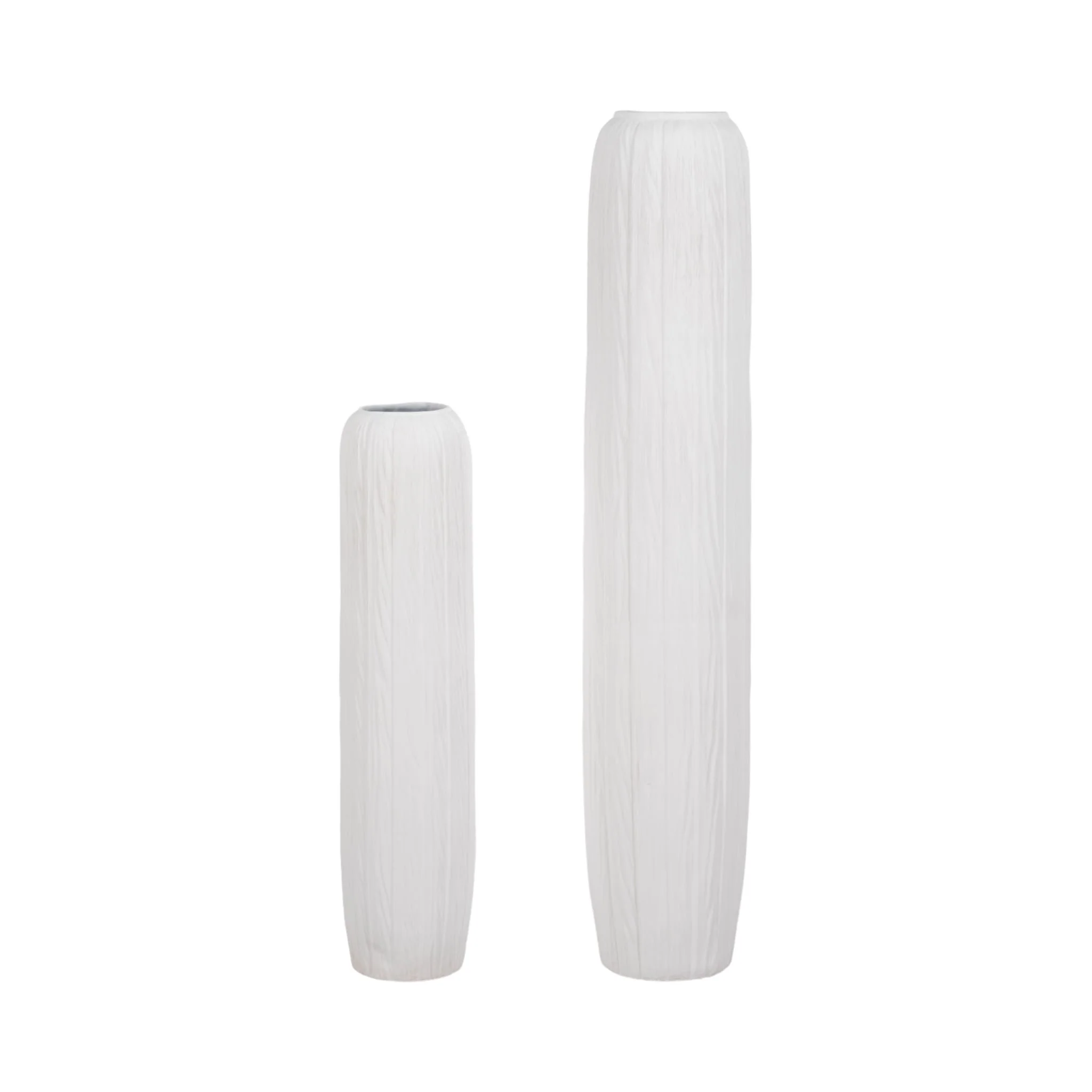 48" Rough Cylinder Floor Vase, White - Image 6