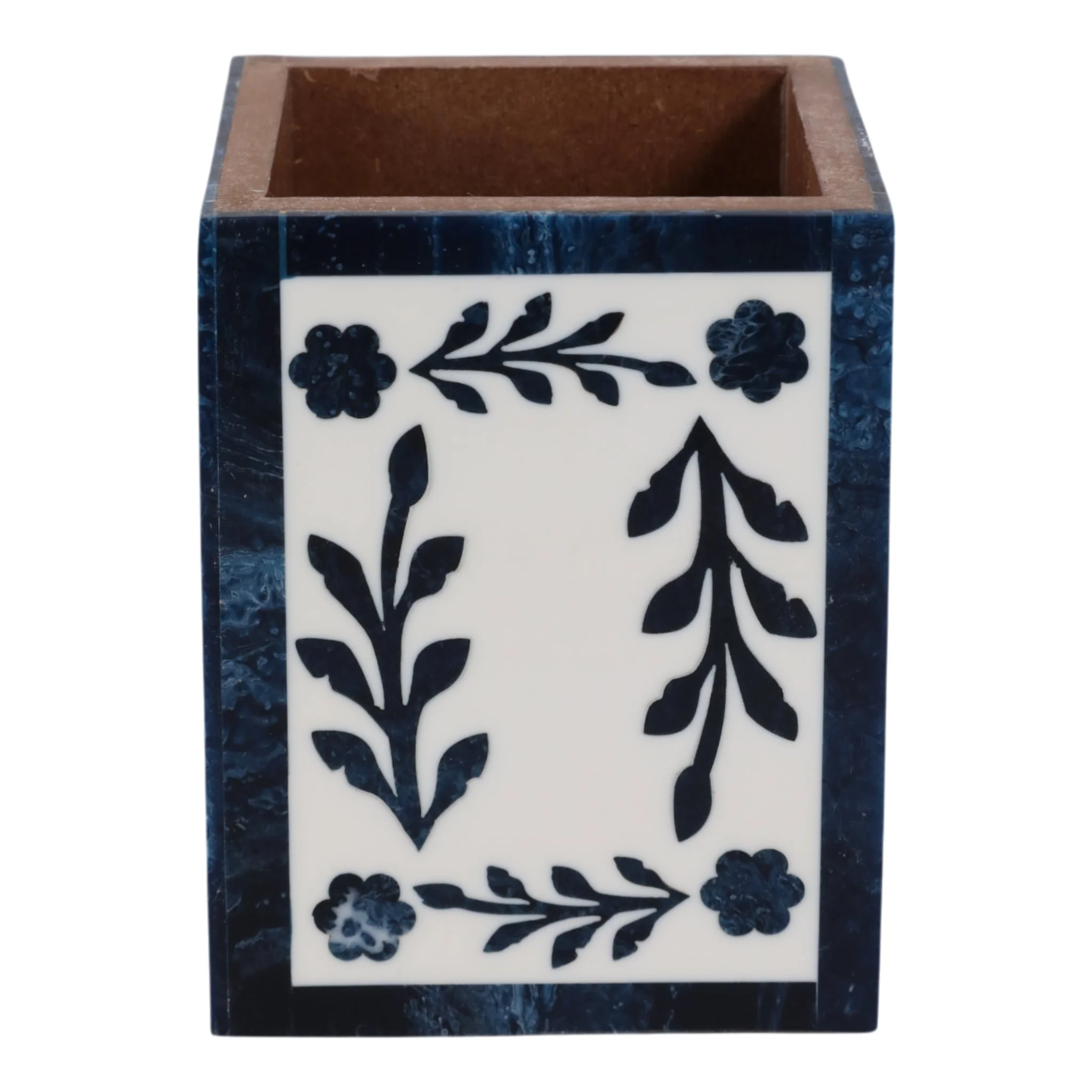 4x3" Blue Petals Resin Pencil Cup, Blue/white - Image 4