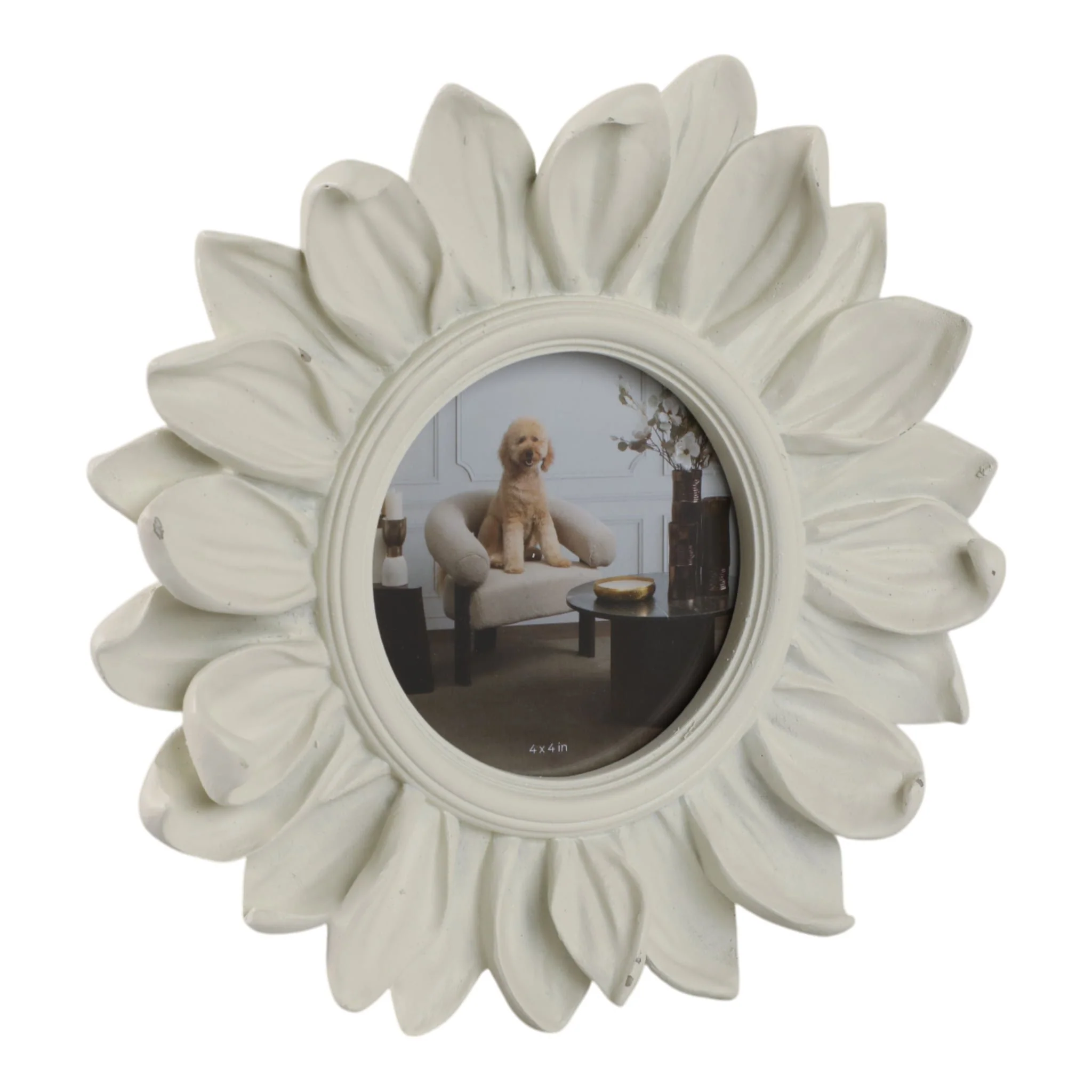 4x4" Sunflower Photo Frame, Ivory - Image 2