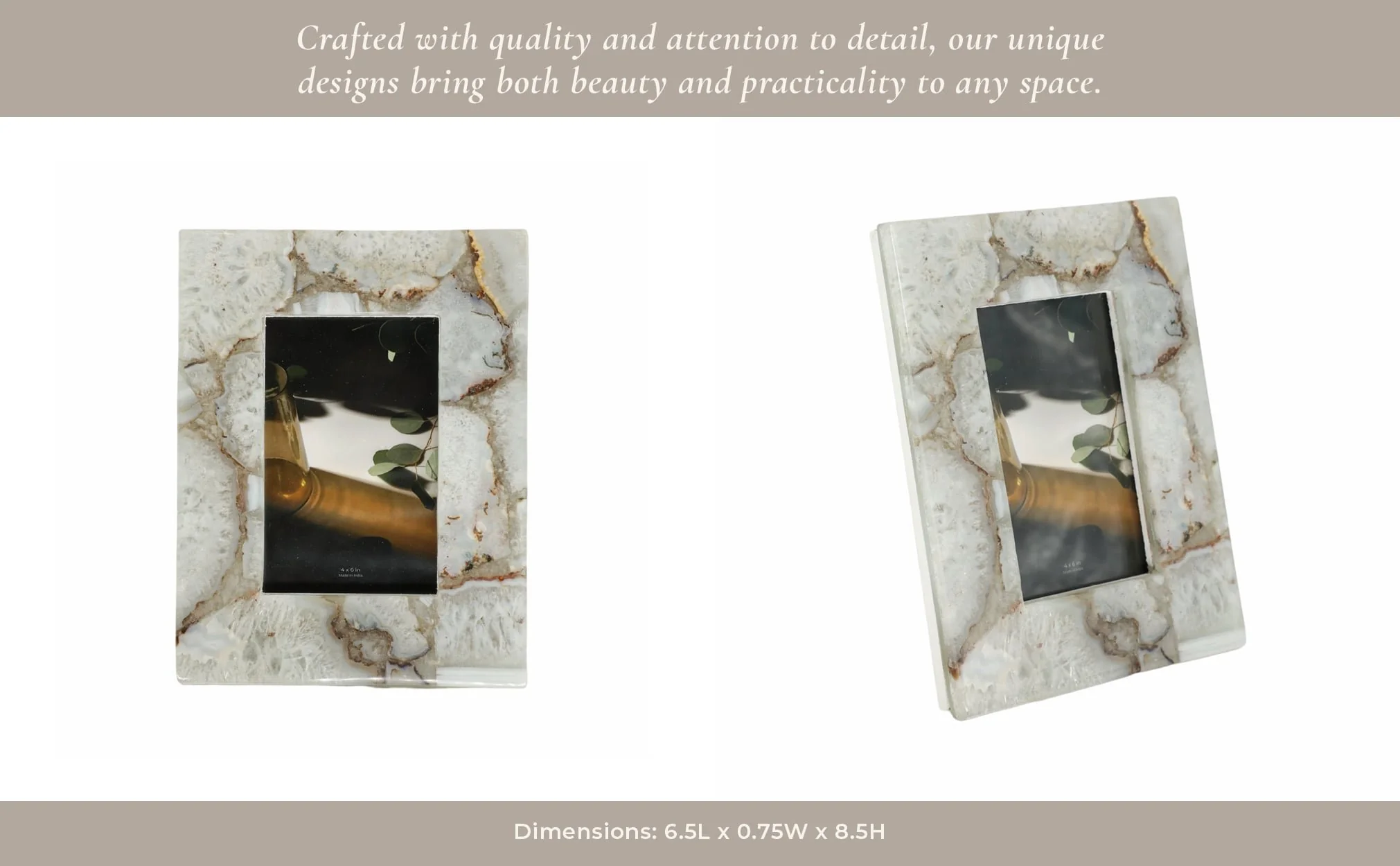 4x6 Agate Photo Frame, White - Image 7