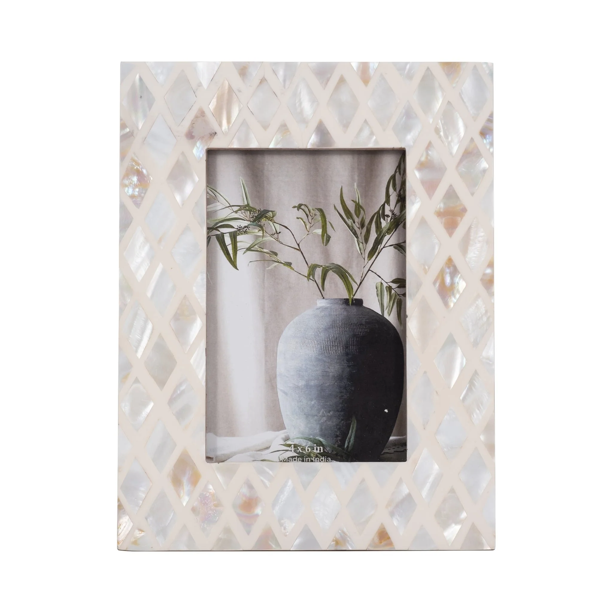 4x6 Capiz Diamond Photo Frame, Multi