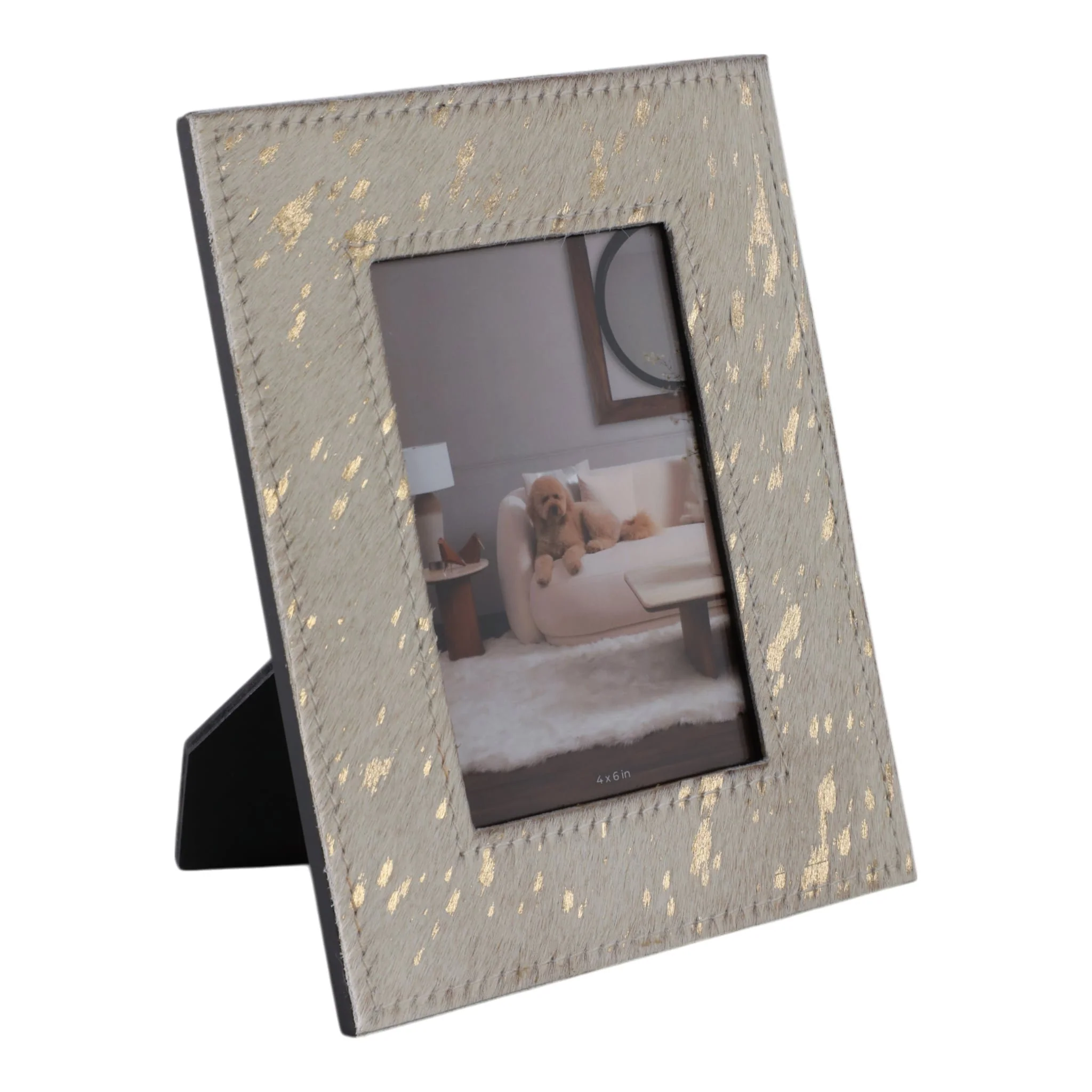 4x6" Hair On Hide Speckled Photo Frame, Tan - Image 2