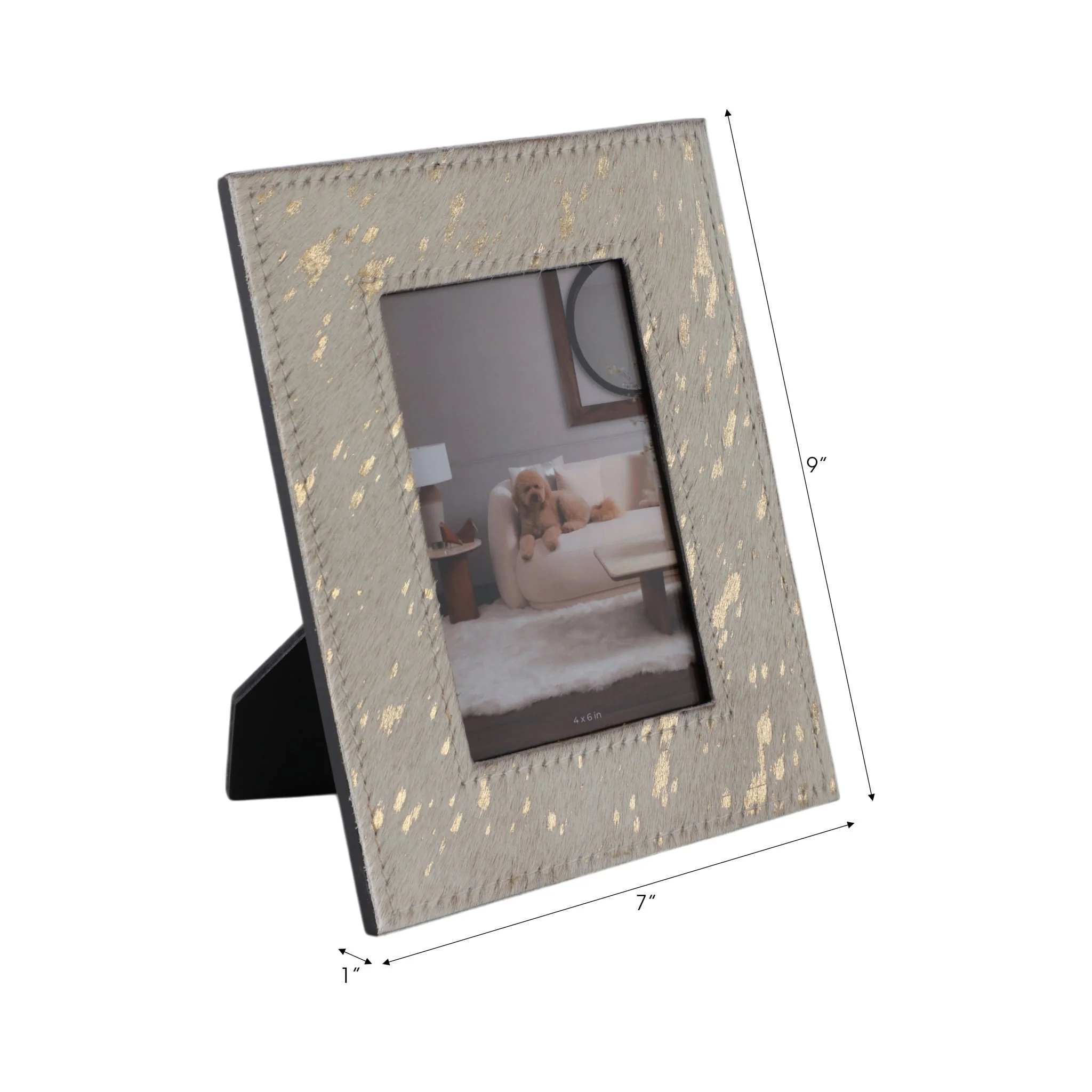 4x6" Hair On Hide Speckled Photo Frame, Tan - Image 7