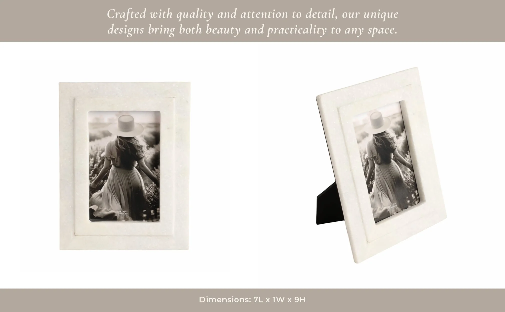 4x6 Marble Border Photo Frame, White - Image 12