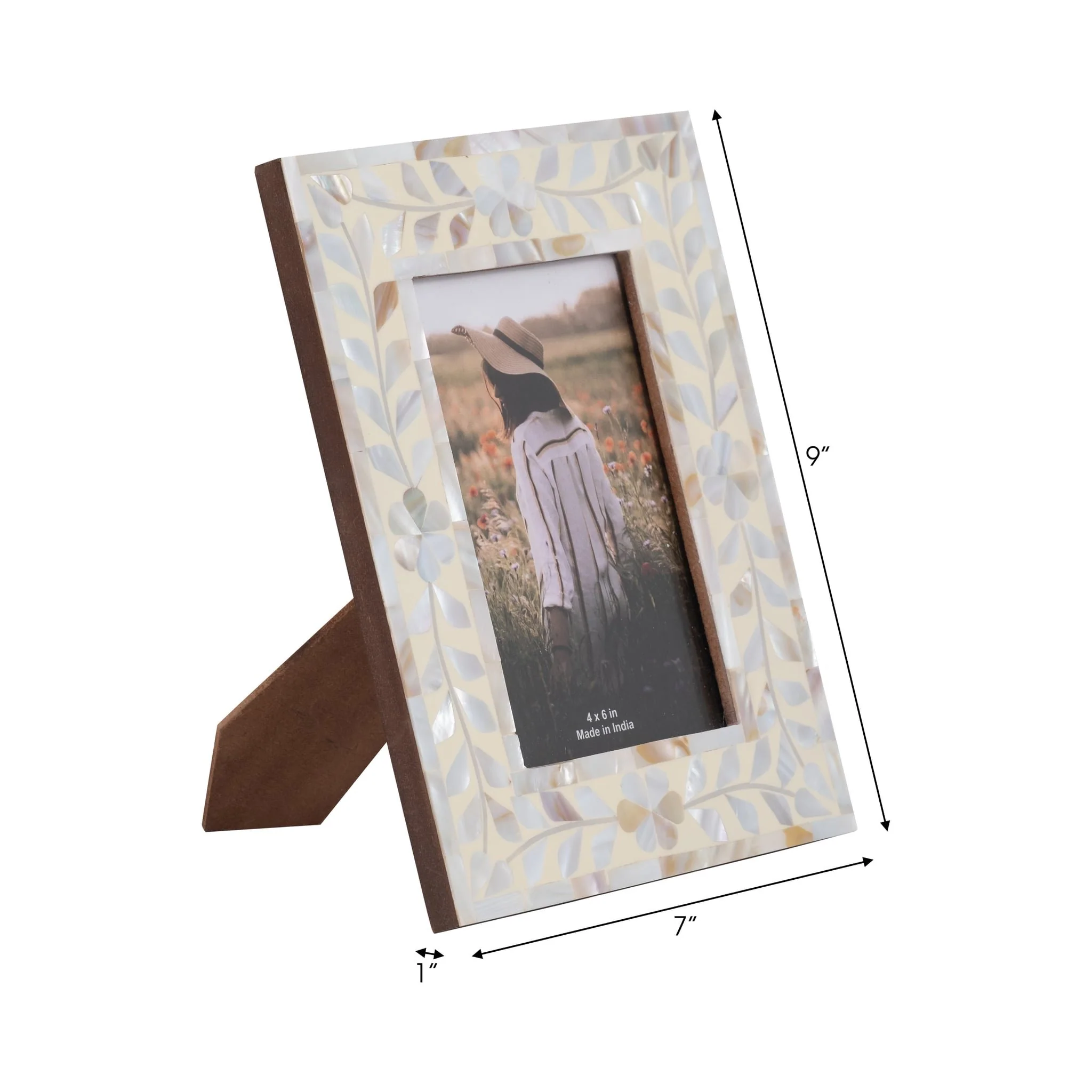 4x6 Mother Of Pearl Inlay Vine Photo Frame, Ivory - Image 7