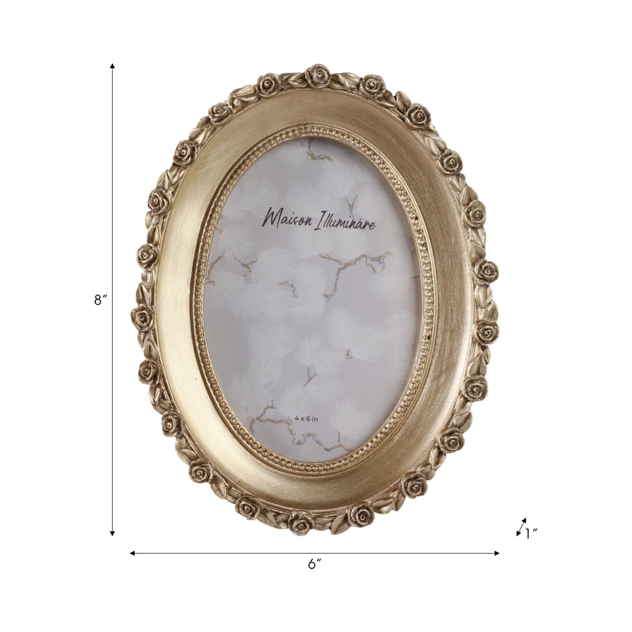 4x6 Oval Photo Frame With Rosette Border, Gold - Image 7