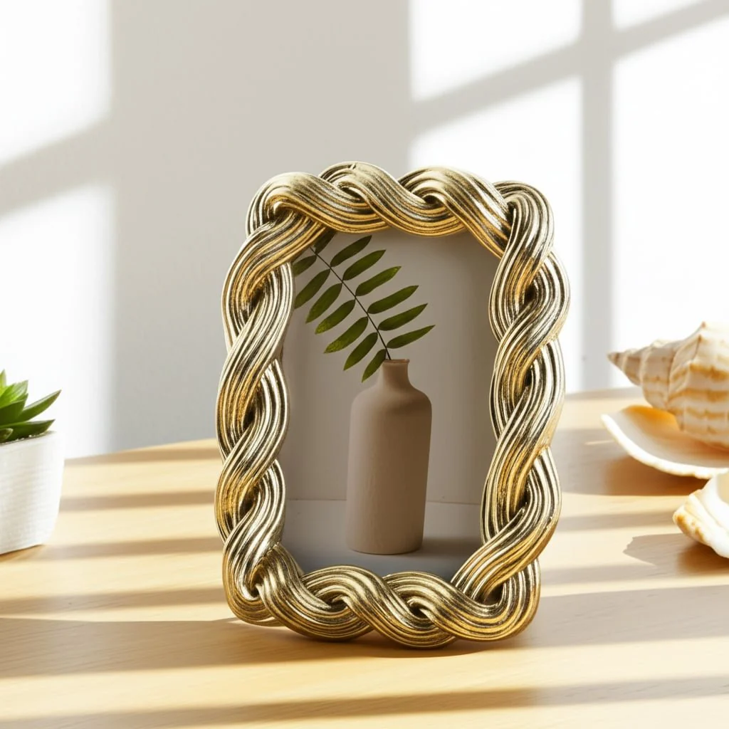 4x6 Polyresin Twisted Rope Photo Frame, Gold - Image 11