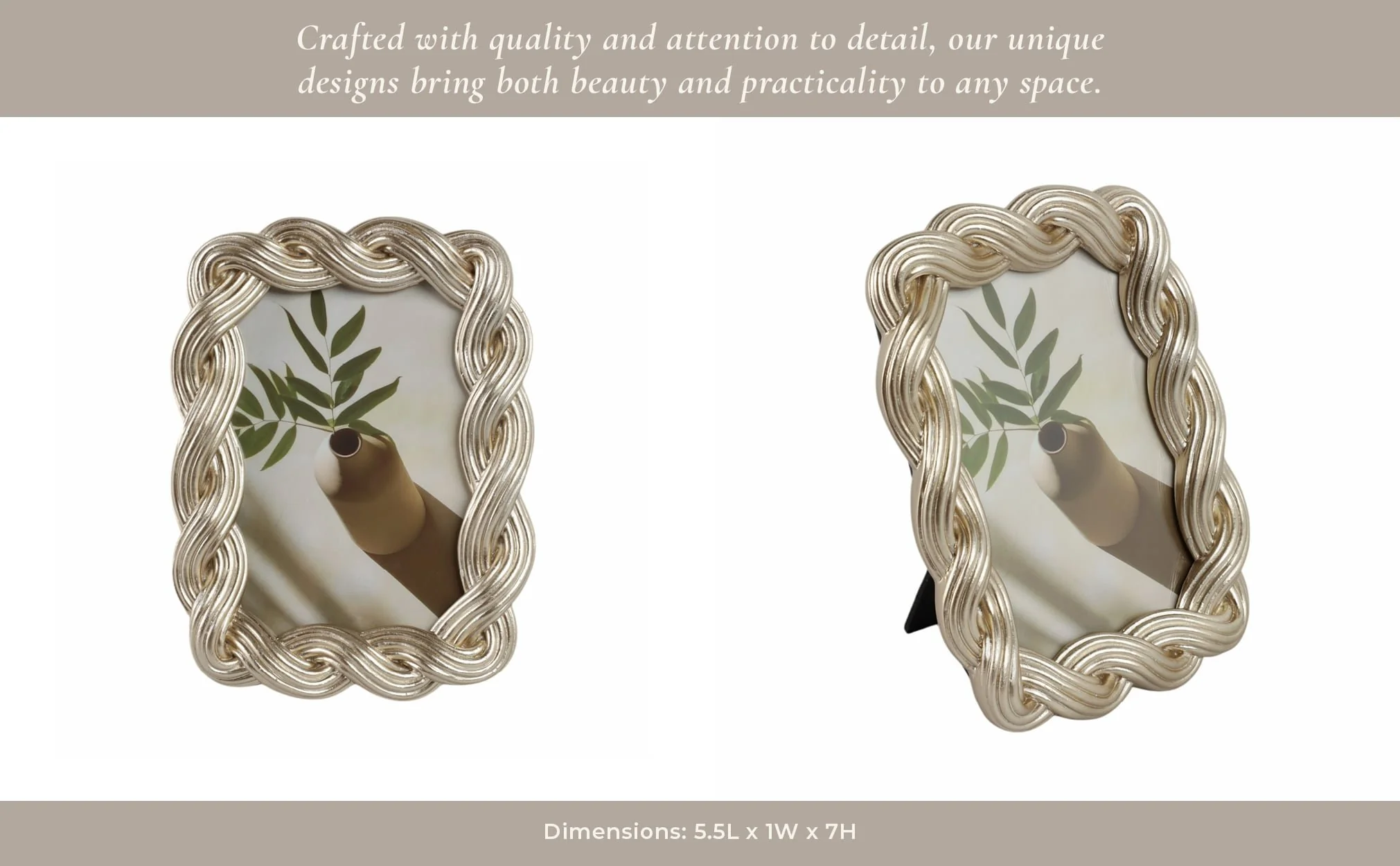 4x6 Polyresin Twisted Rope Photo Frame, Gold - Image 13