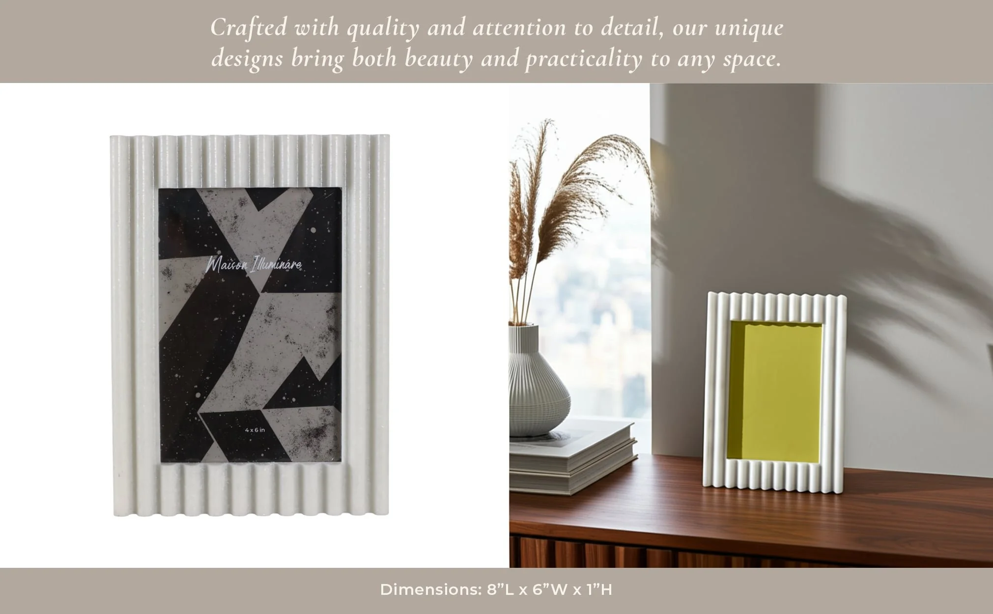 4x6" Ridged Quartz Resin Photo Frame, White - Image 12