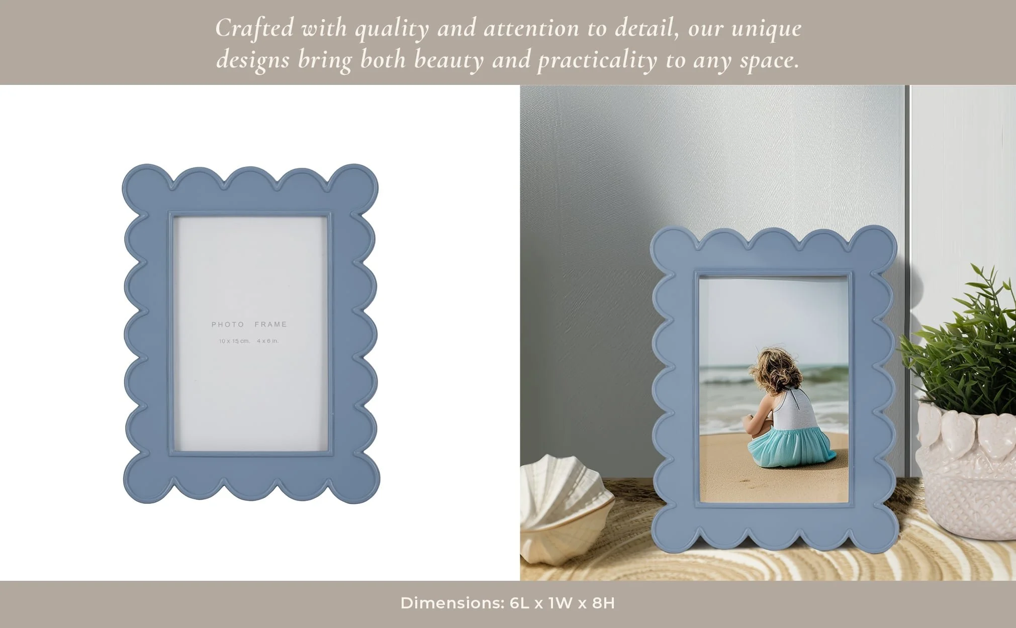 4x6 Scallop Edge Photo Frame, Blue - Image 10