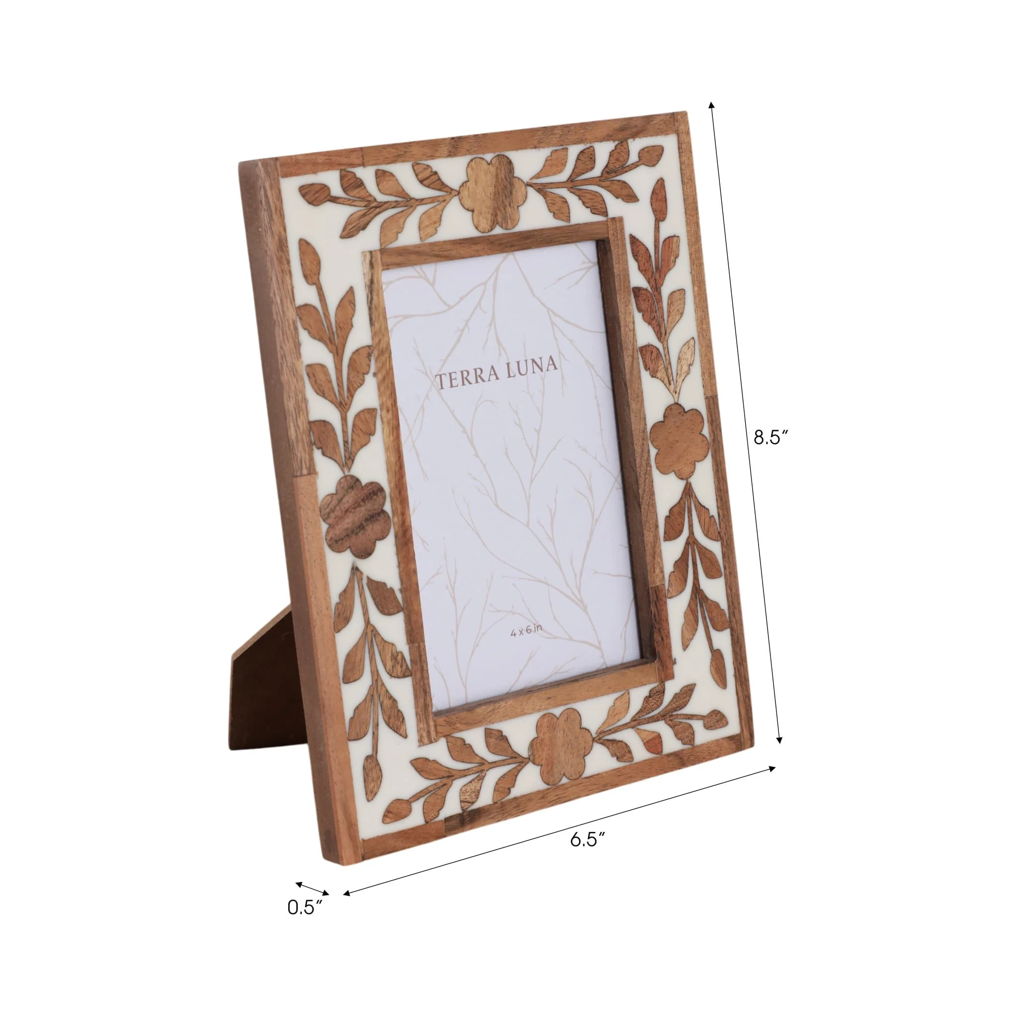 4x6 Wood Petals Photo Frame, White/natural - Image 7