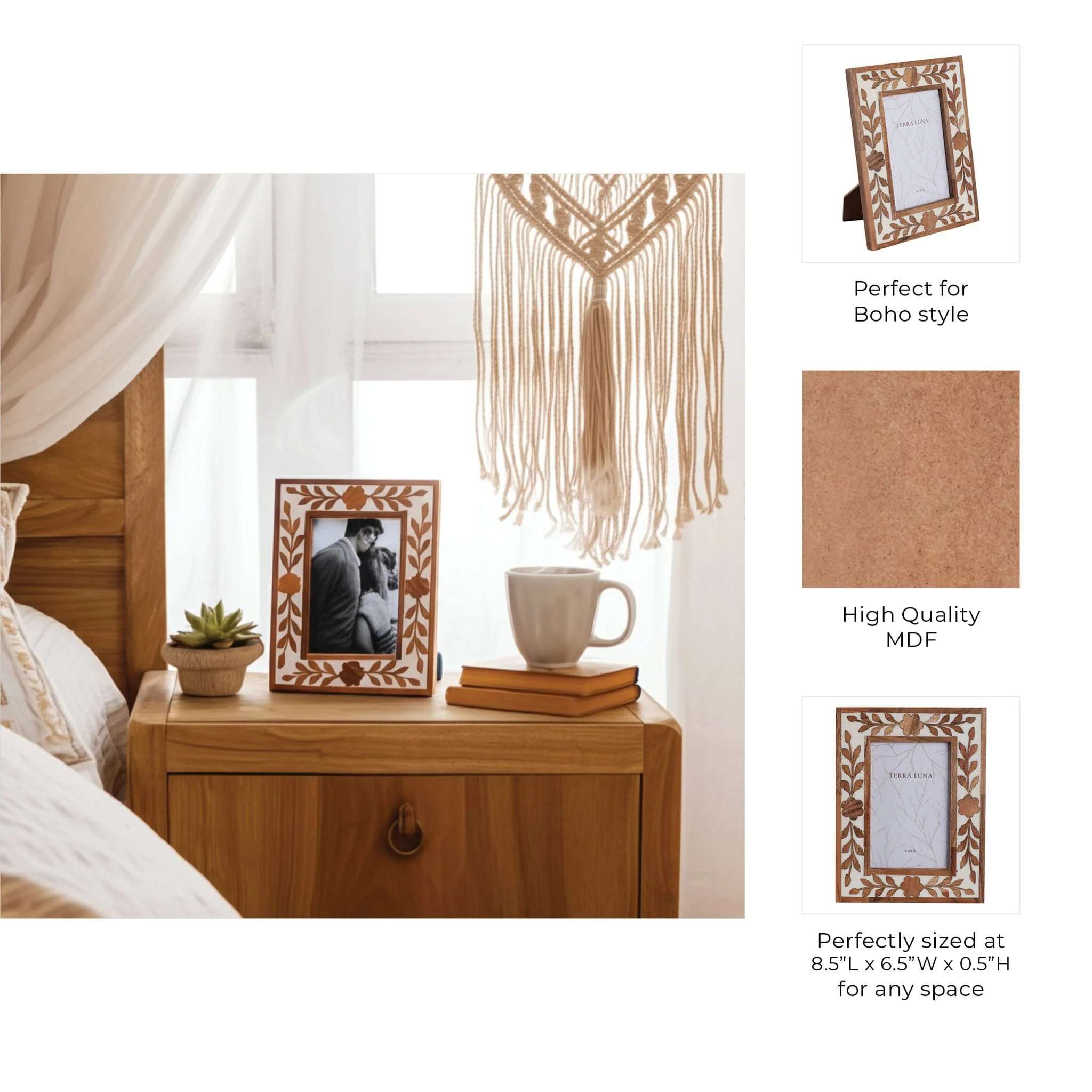 4x6 Wood Petals Photo Frame, White/natural - Image 8