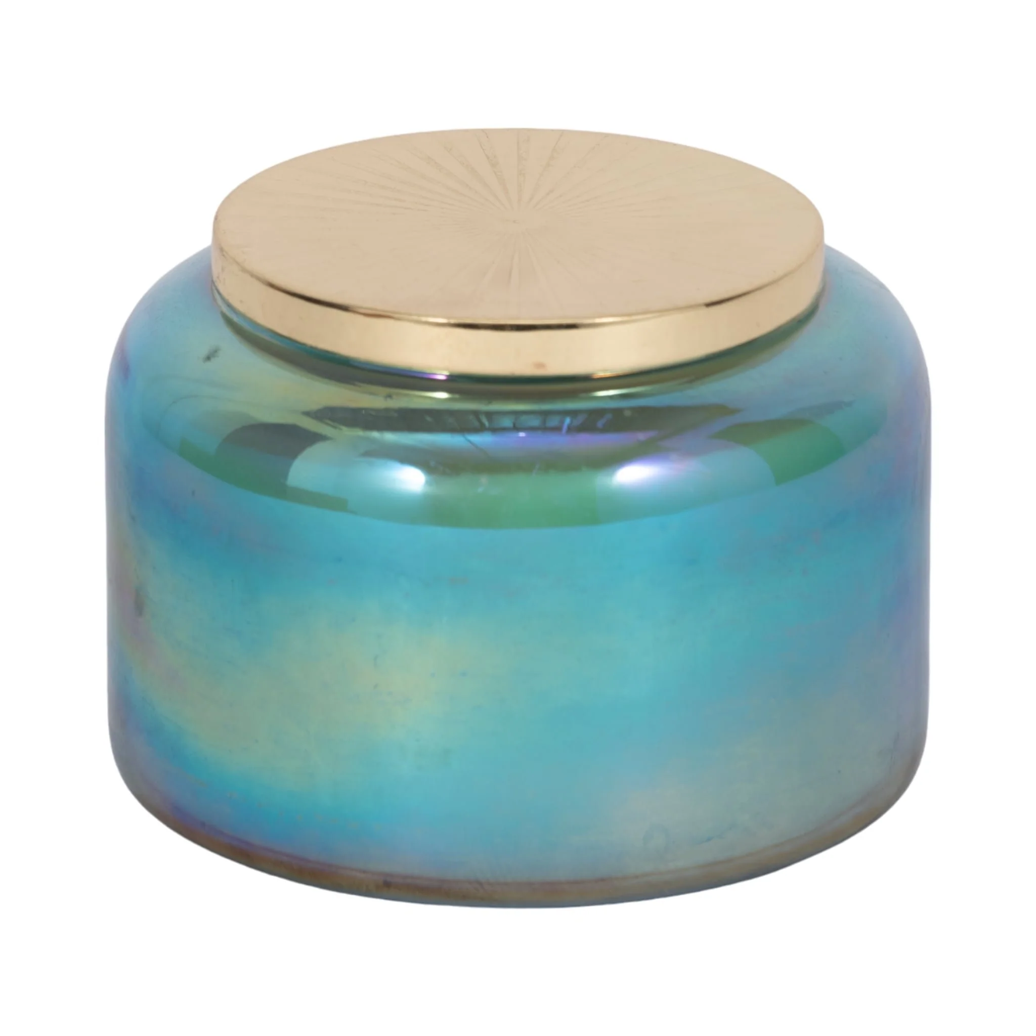 5" 23 Oz Jasmine Luster Lidded Candle, Blue/gol - Image 3