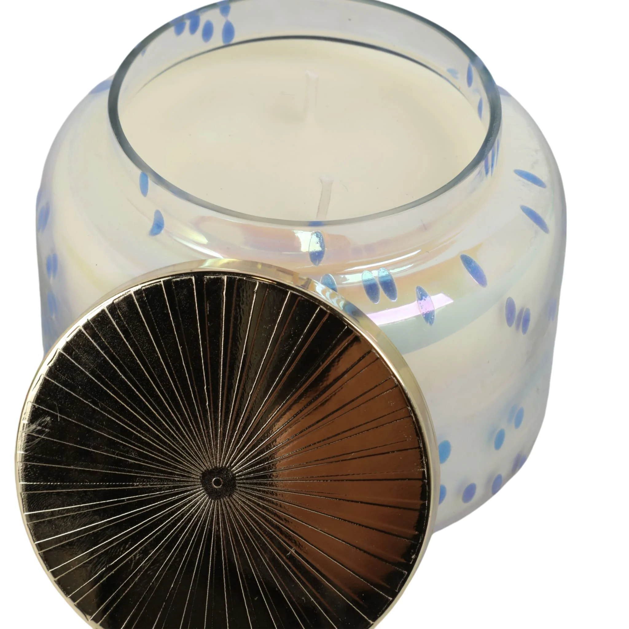 5" 23 Oz Verbena Bead Luster Lidded Candle, Blue/g - Image 5