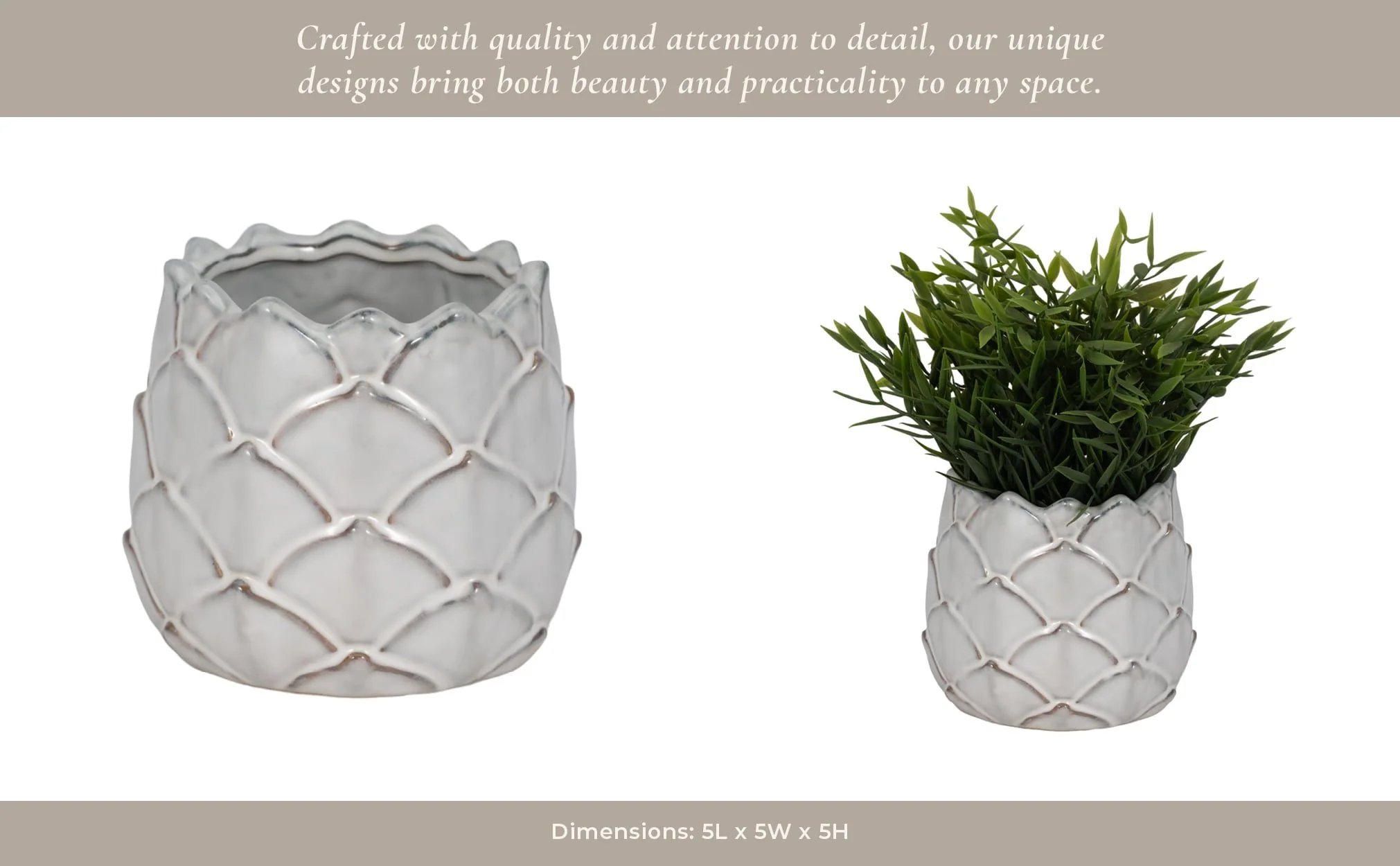 5" Artichoke Planter, White - Image 15