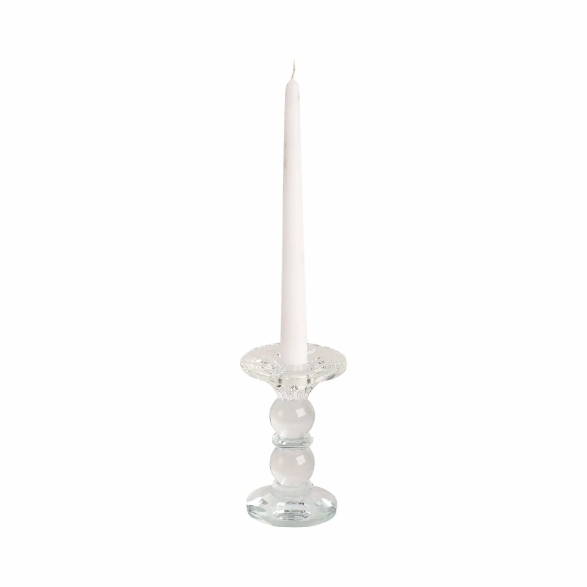 5" Bubble Crystal Candle Holder W/ Taper, Clear - Image 2