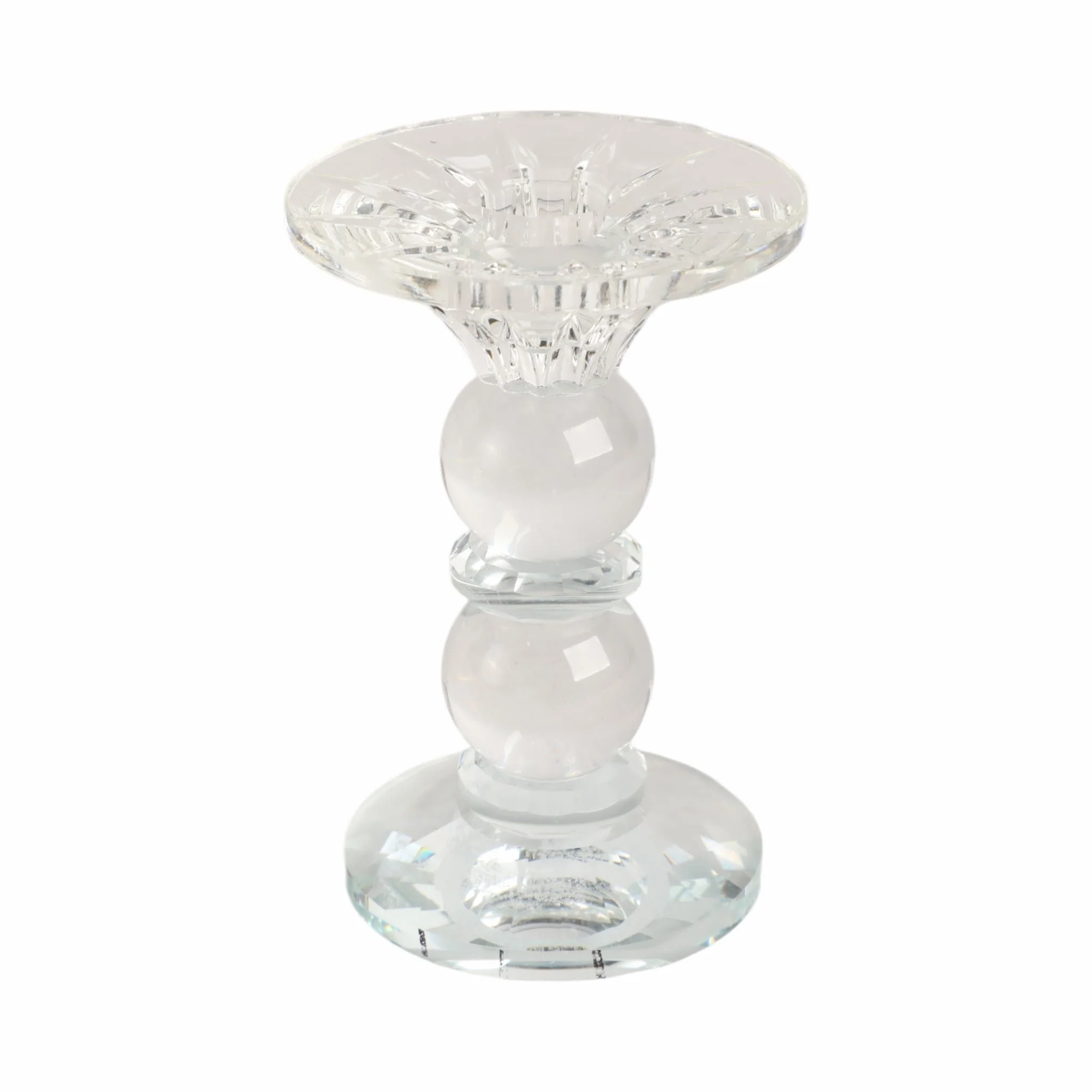 5" Bubble Crystal Candle Holder W/ Taper, Clear - Image 3