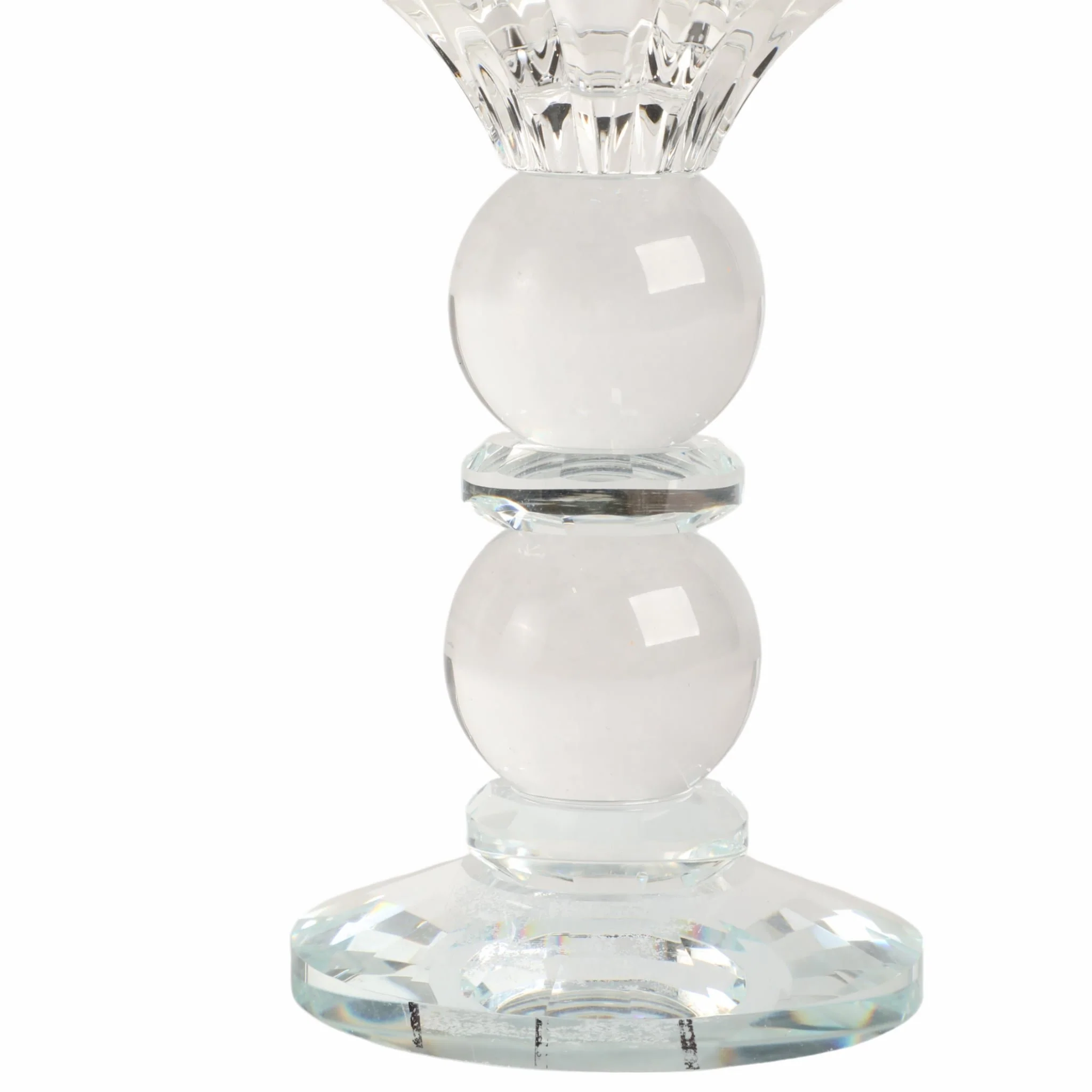 5" Bubble Crystal Candle Holder W/ Taper, Clear - Image 4