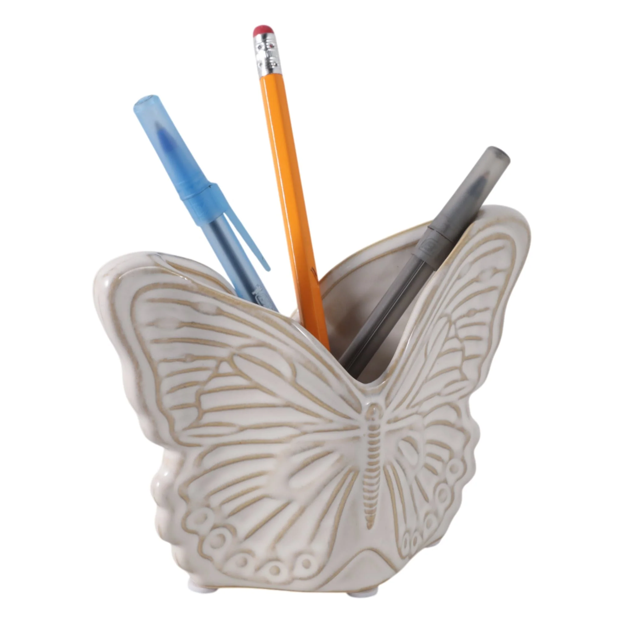 5" Butterfly Pencil Cup, Ivory - Image 2
