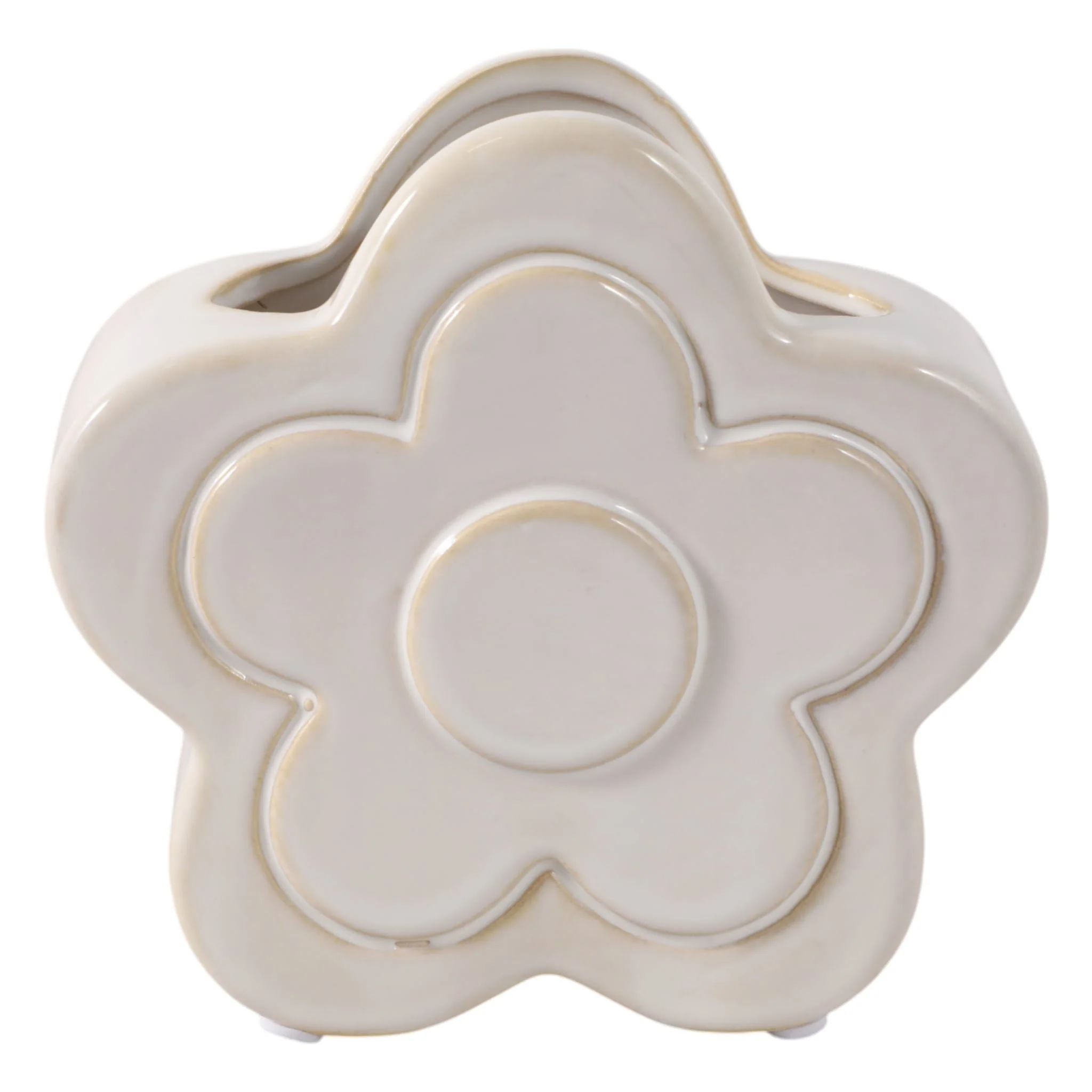 5" Flower Power Pencil Cup, Ivory