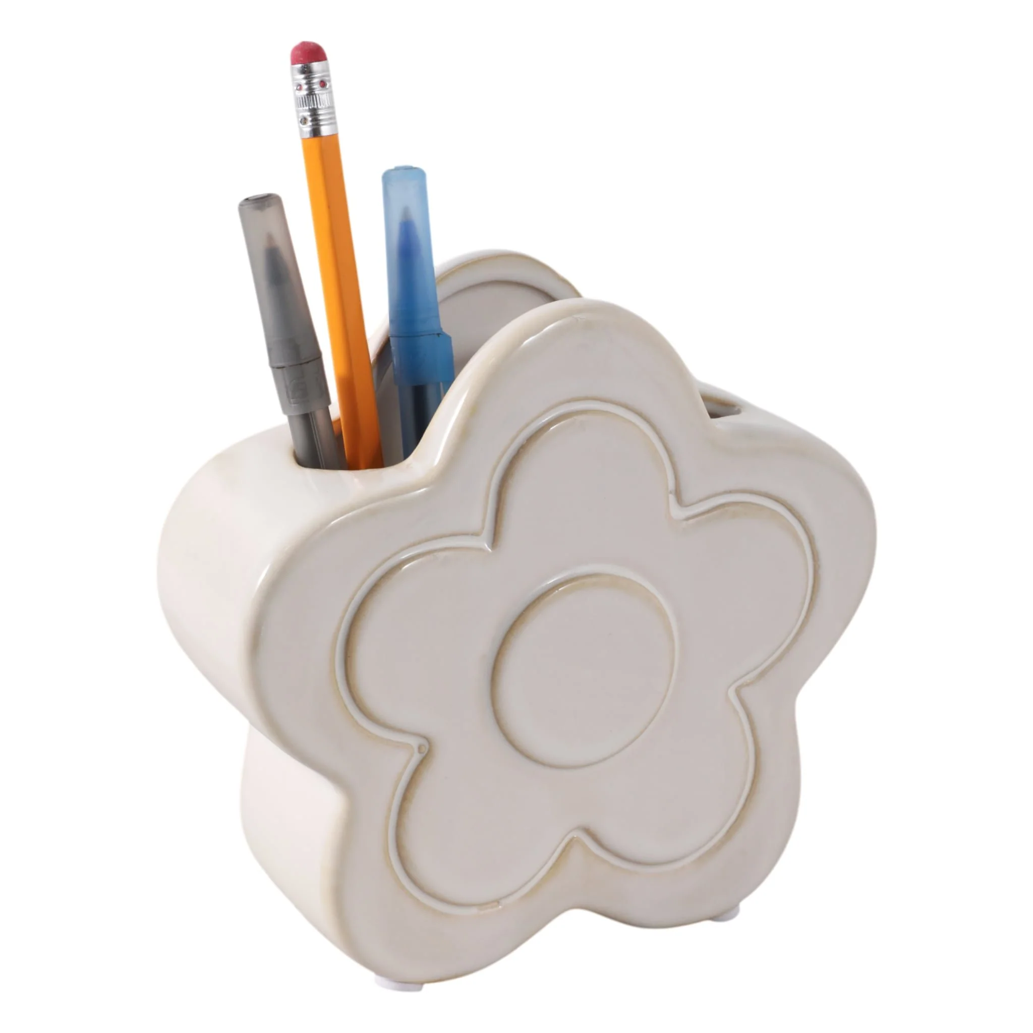 5" Flower Power Pencil Cup, Ivory - Image 2