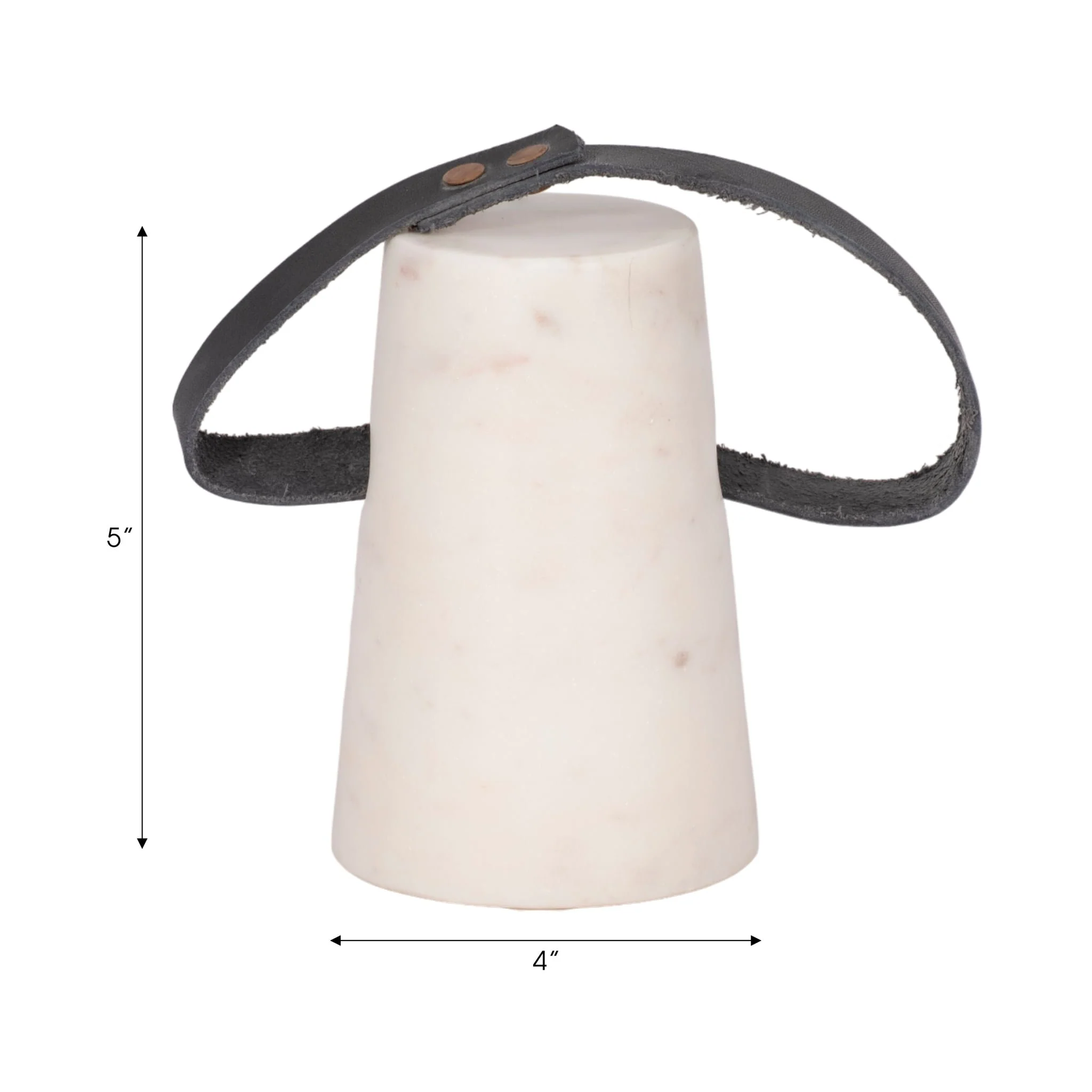 5" Marble Doorstop With Leather Handle, White/blac - Image 7