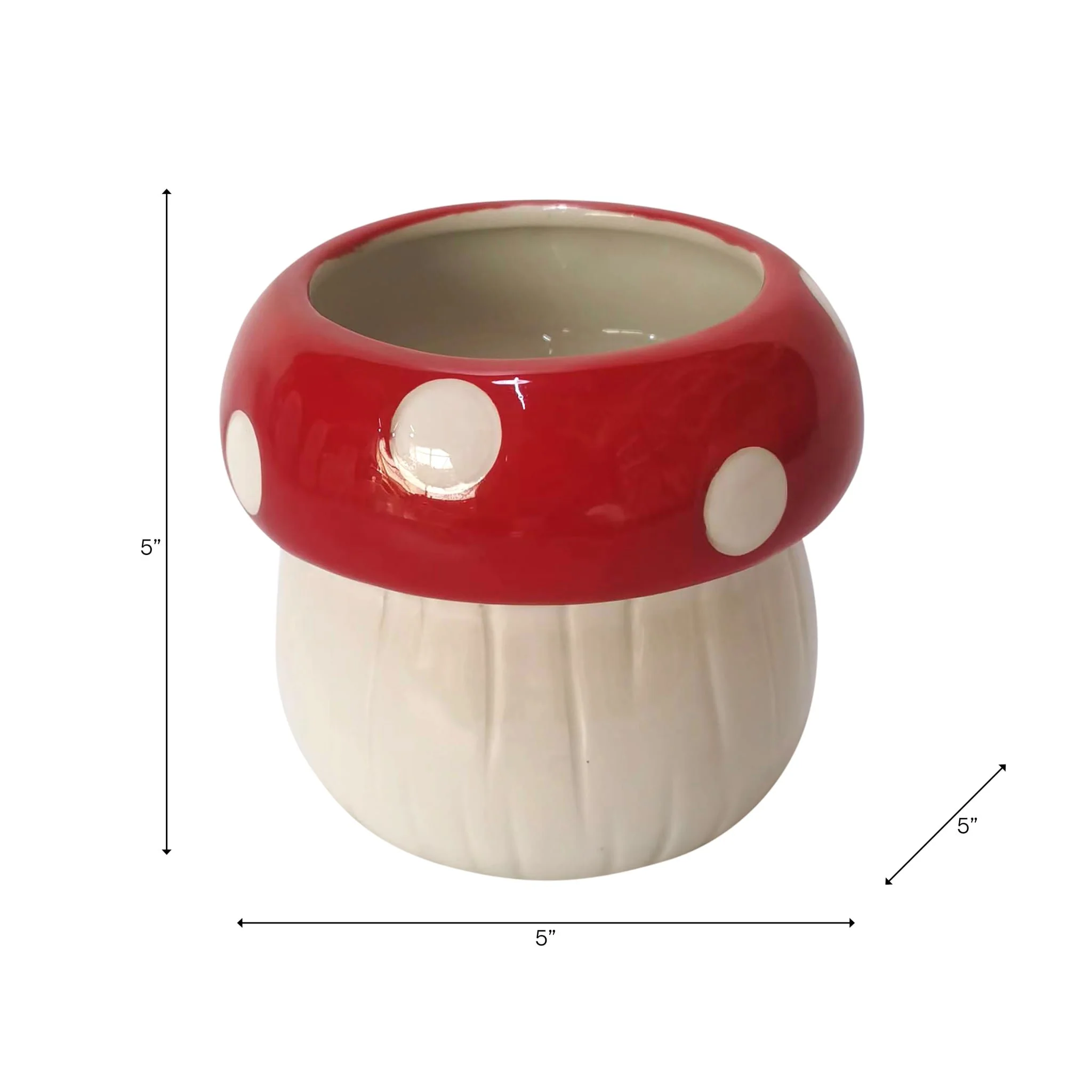 5" Mushroom Planter, White/red - Image 2