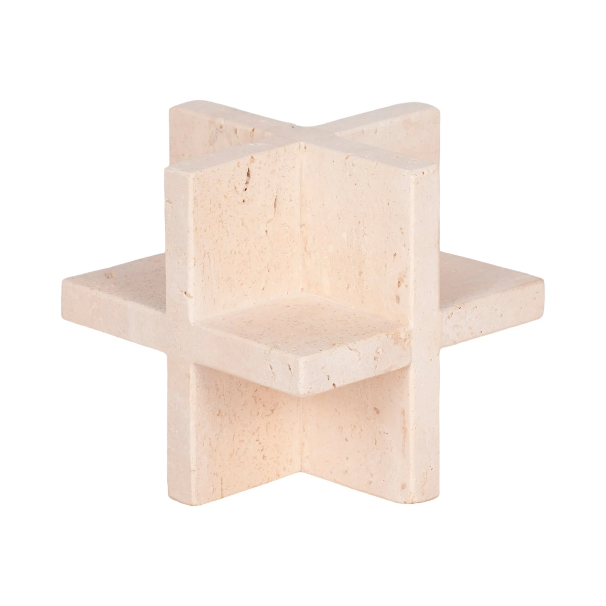 5" Travertine Geo Object, Tan - Image 2