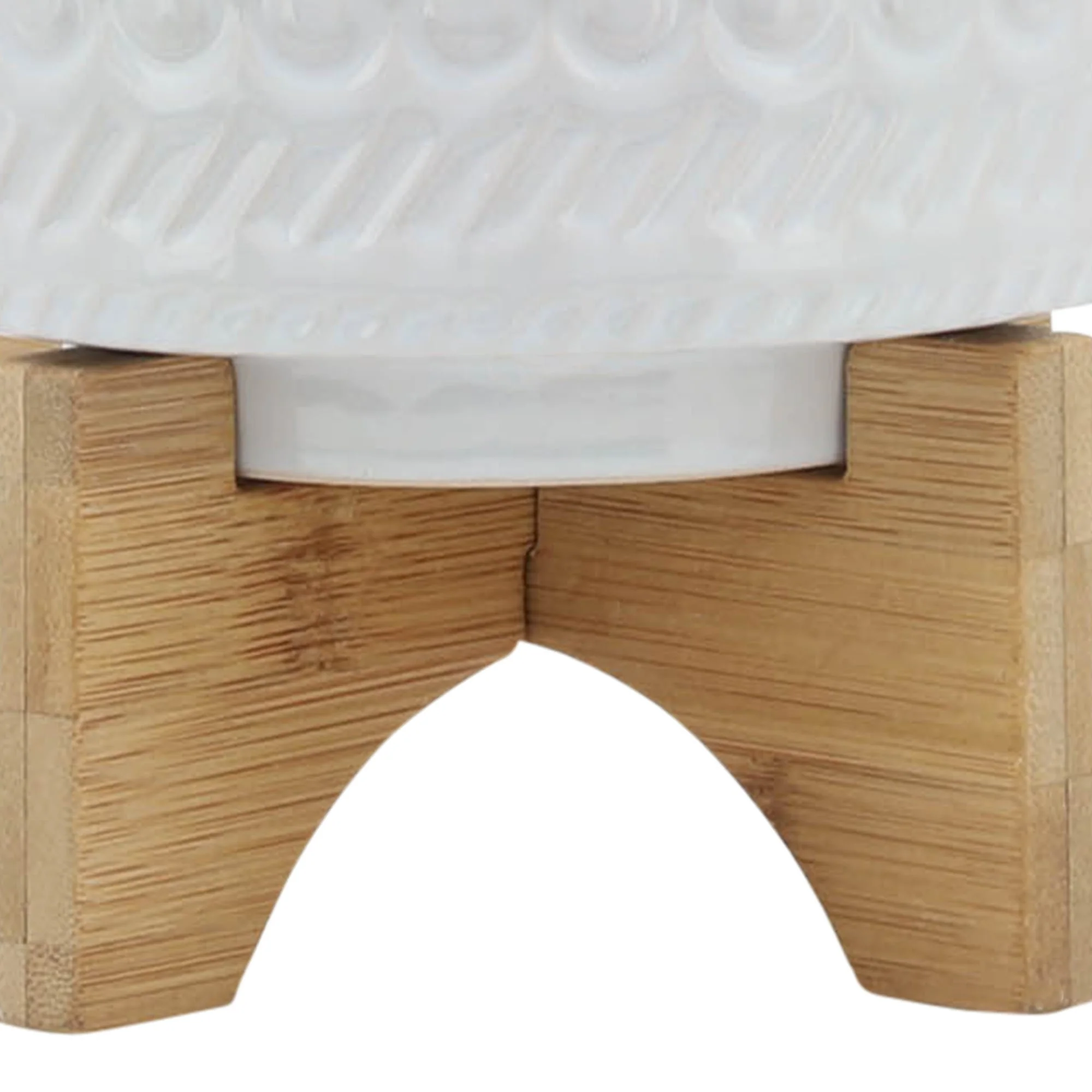 5" Tribal Planter W/ Wood Stand, White - Image 7