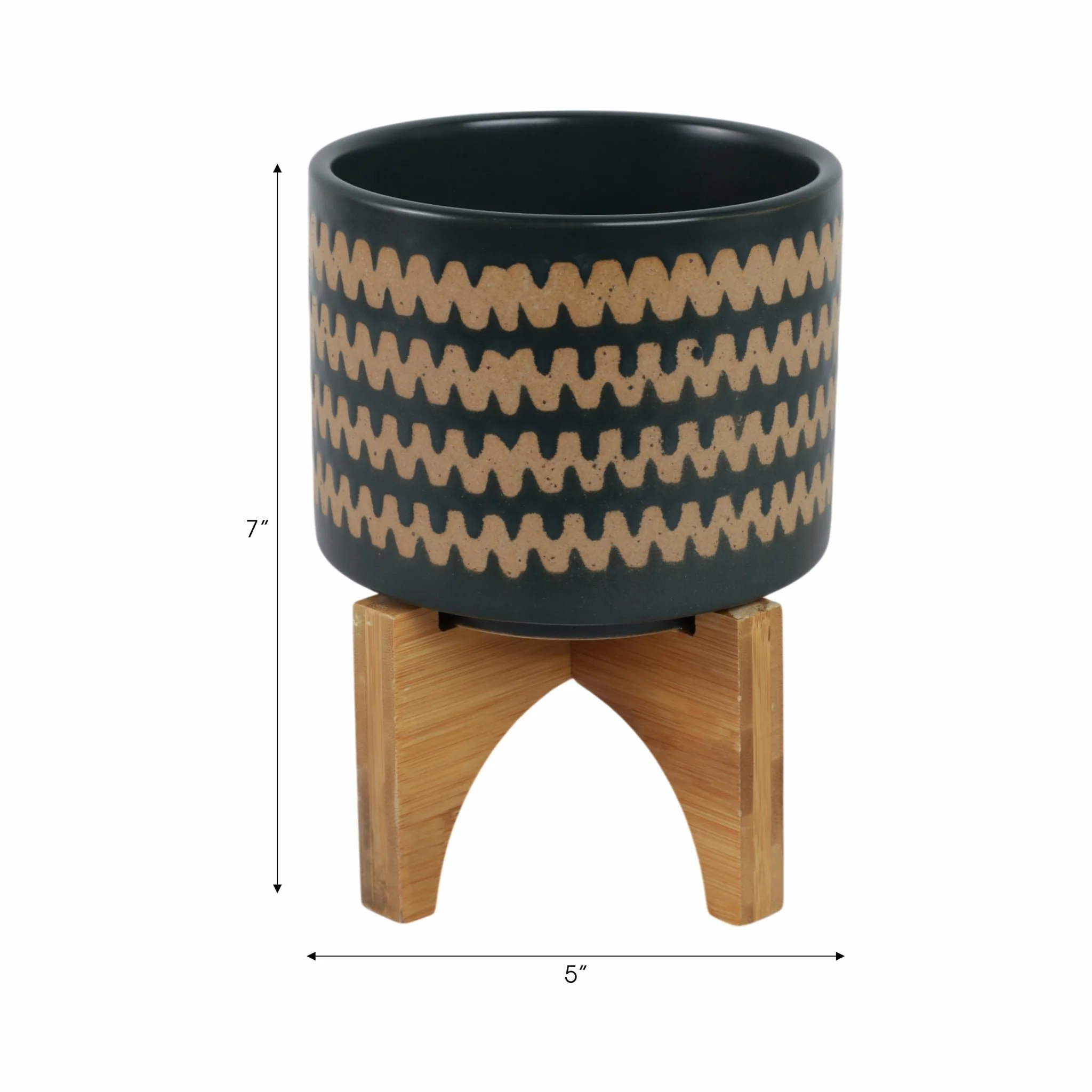 5" Zig-zag Planter W/ Stand, Teal - Image 9