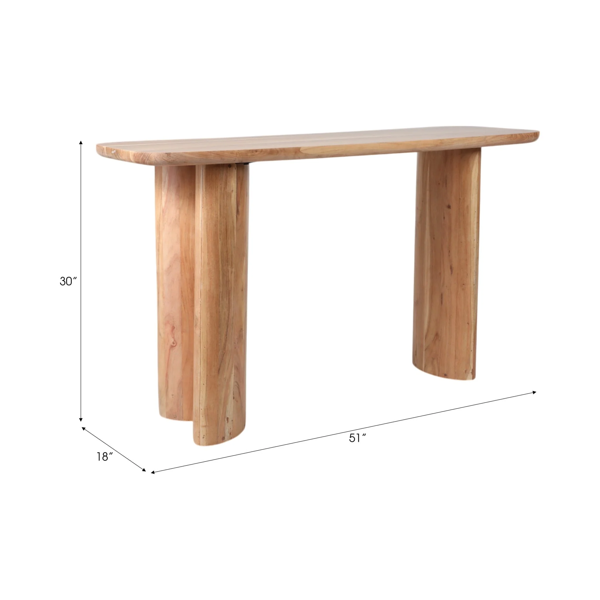 51x30 Acacia Curved Leg Console Table, Nat - Image 8