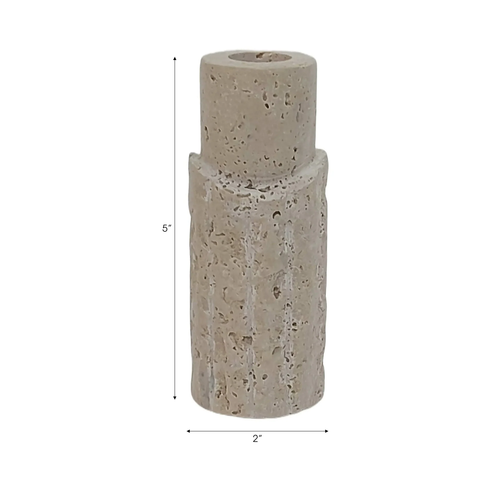 5x2" Raw Edge Travertine Taper Holder, Tan - Image 8
