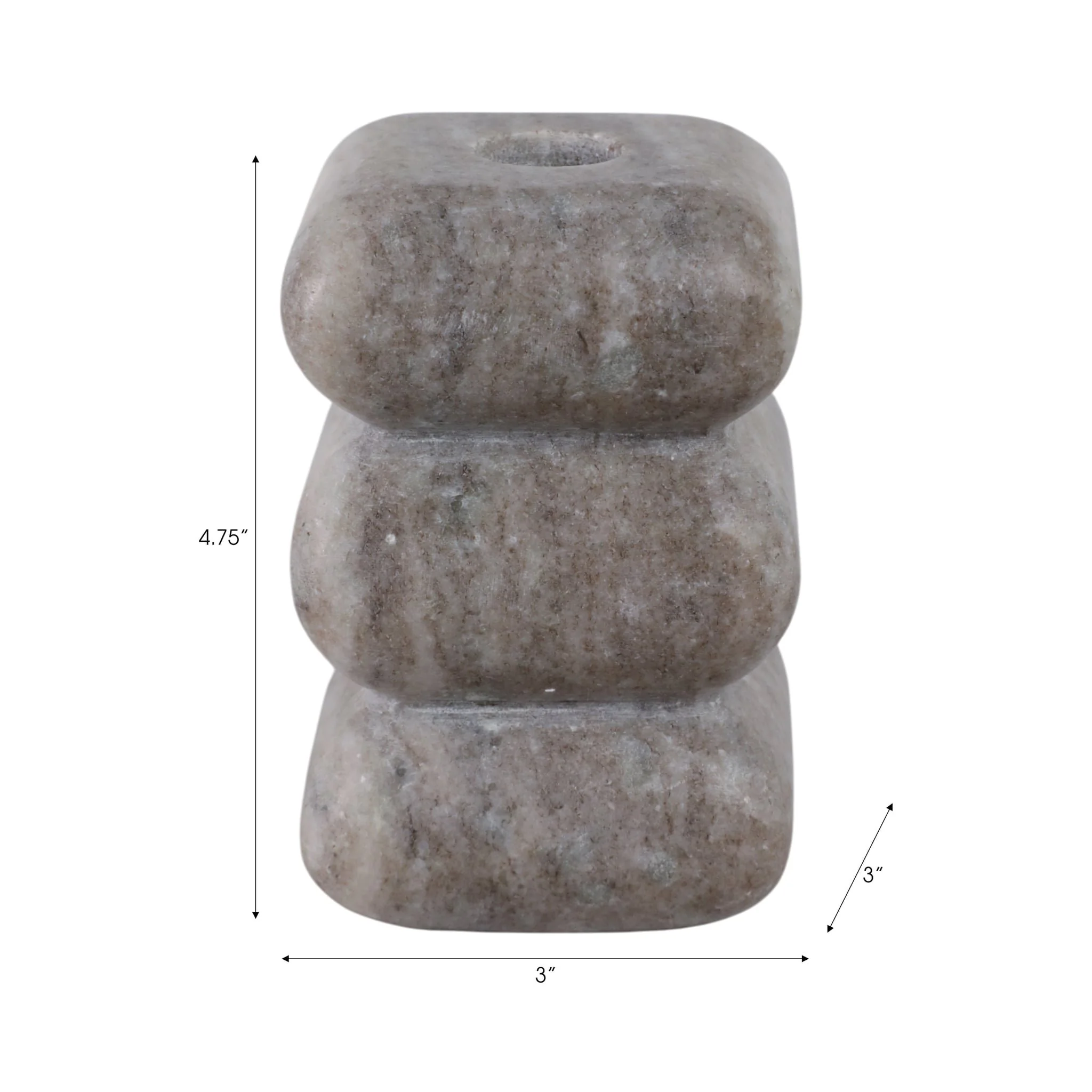 5x3" Curvy Marble Taper Holder, Beige - Image 8
