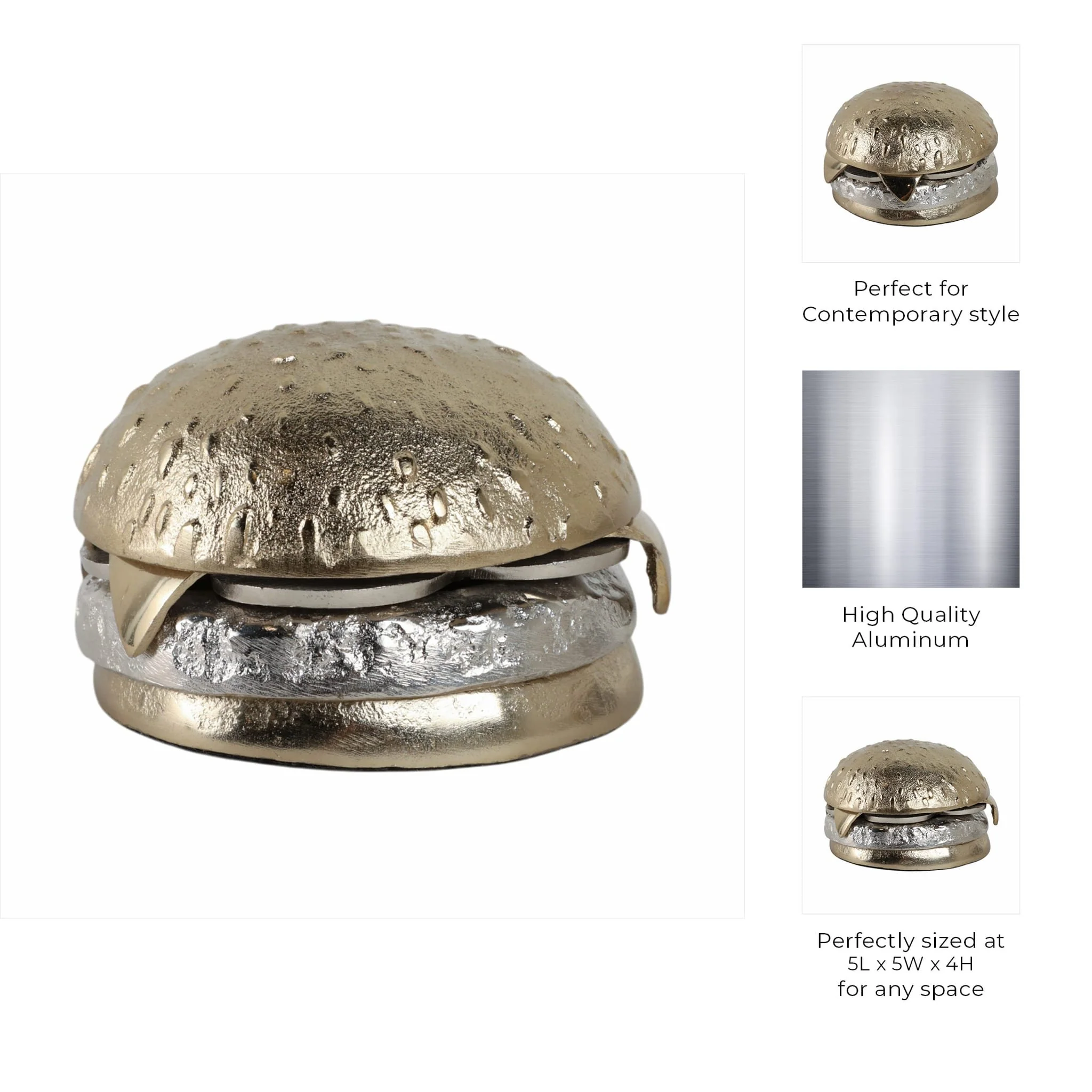 5x5" Mixed Metal Cheeseburger, Silver/gold - Image 9