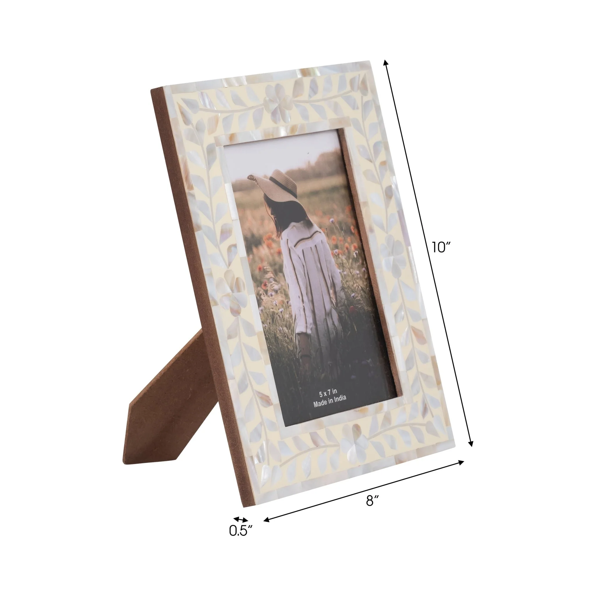 5x7 Mother Of Pearl Inlay Vine Photo Frame, Ivory - Image 7
