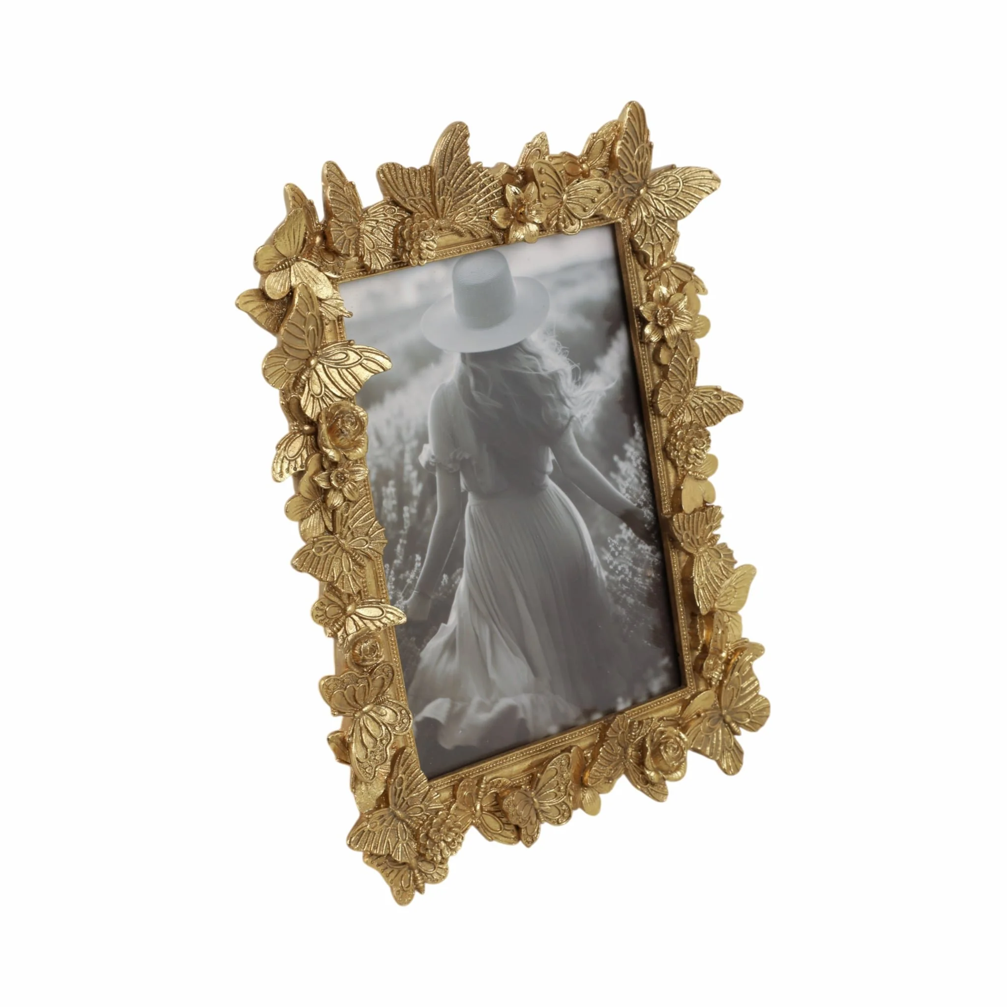 5x7 Polyresin In Bloom Photo Frame, Gold - Image 2