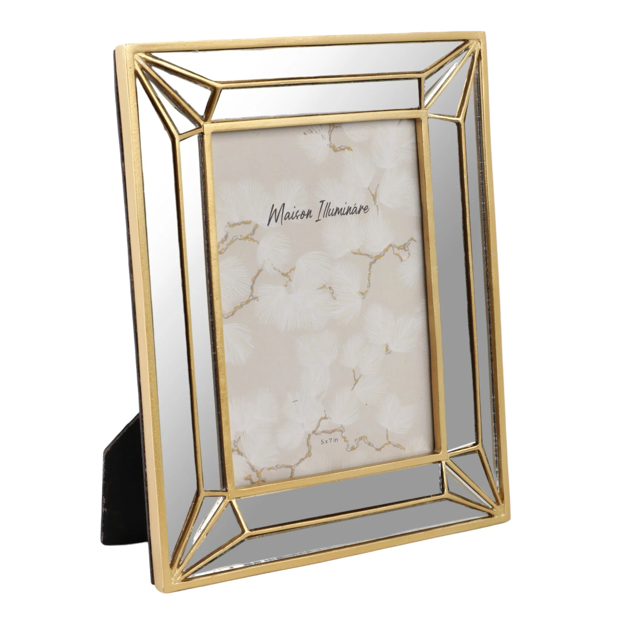 5x7 Resin Deco Mirrored Border Photo Frame, Gold - Image 2
