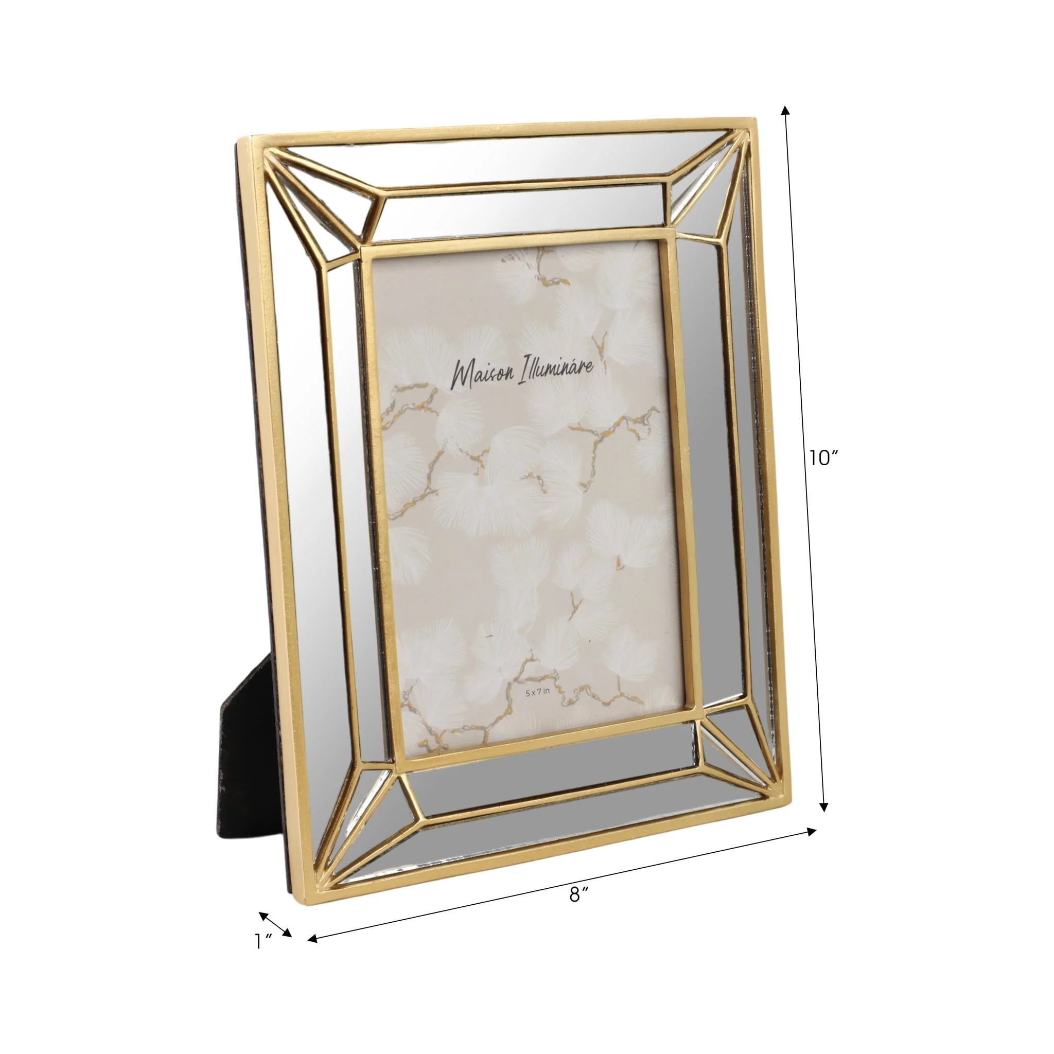 5x7 Resin Deco Mirrored Border Photo Frame, Gold - Image 7