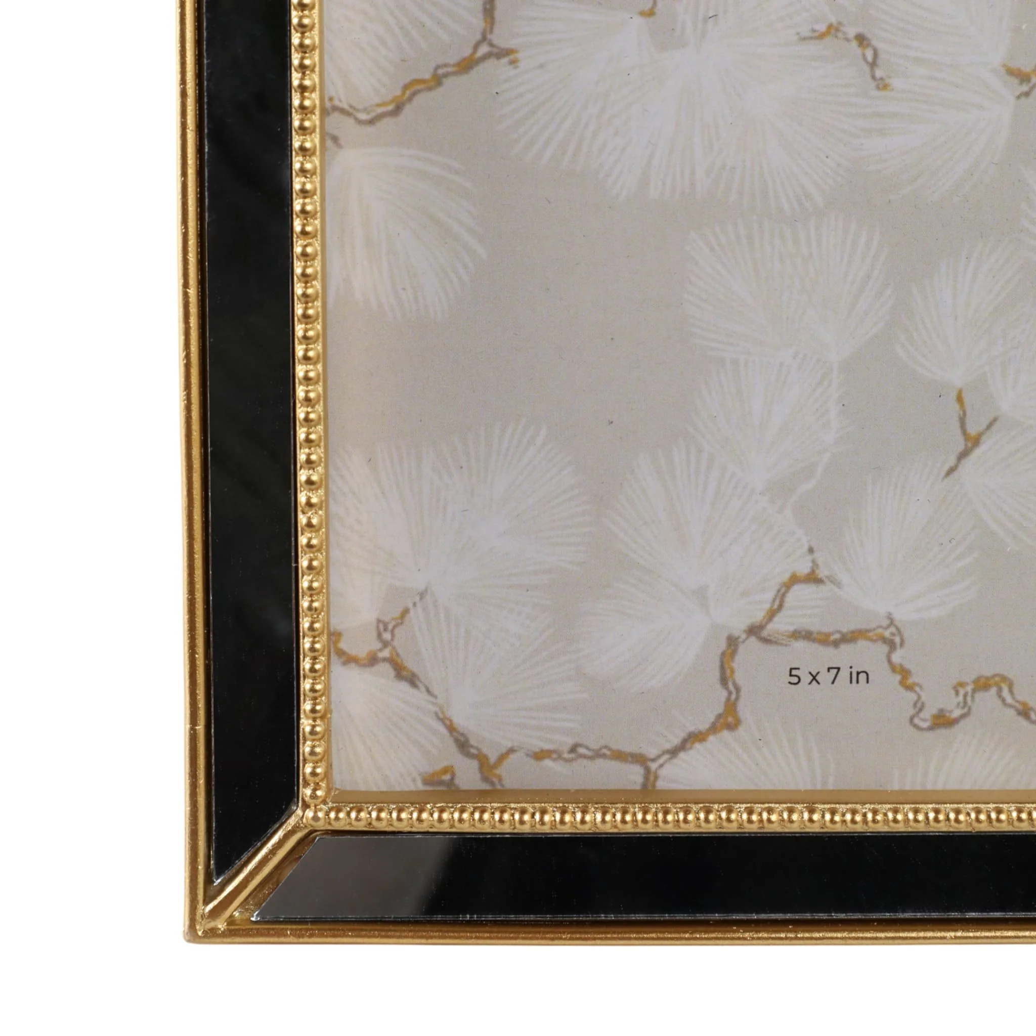 5x7 Resin Mirrored Beaded Border Photo Frame, Gold - Image 5