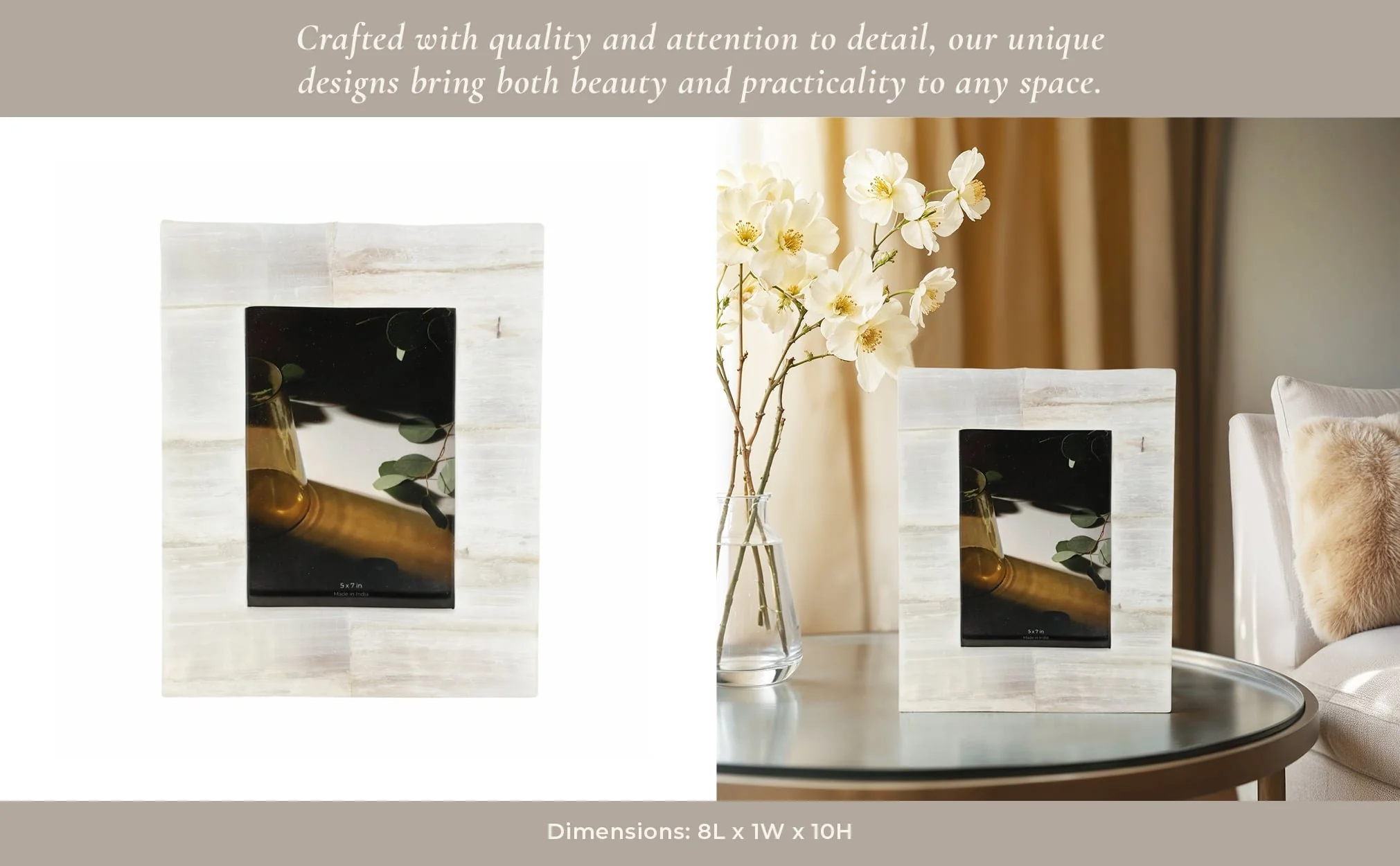 5x7 Selenite Photo Frame, White - Image 10