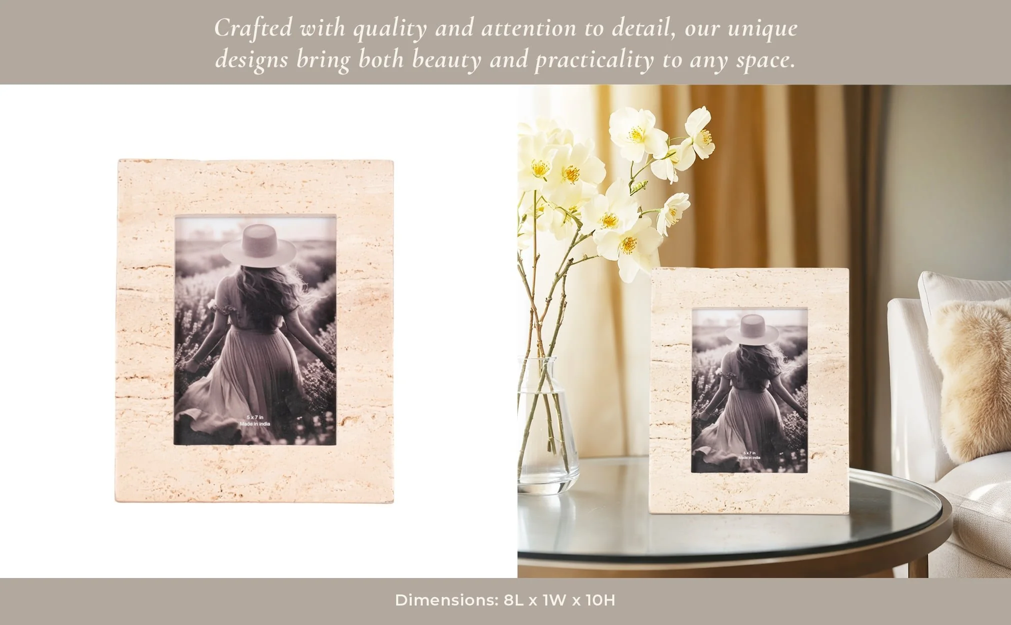 5x7 Travertine Photo Frame, Tan - Image 10
