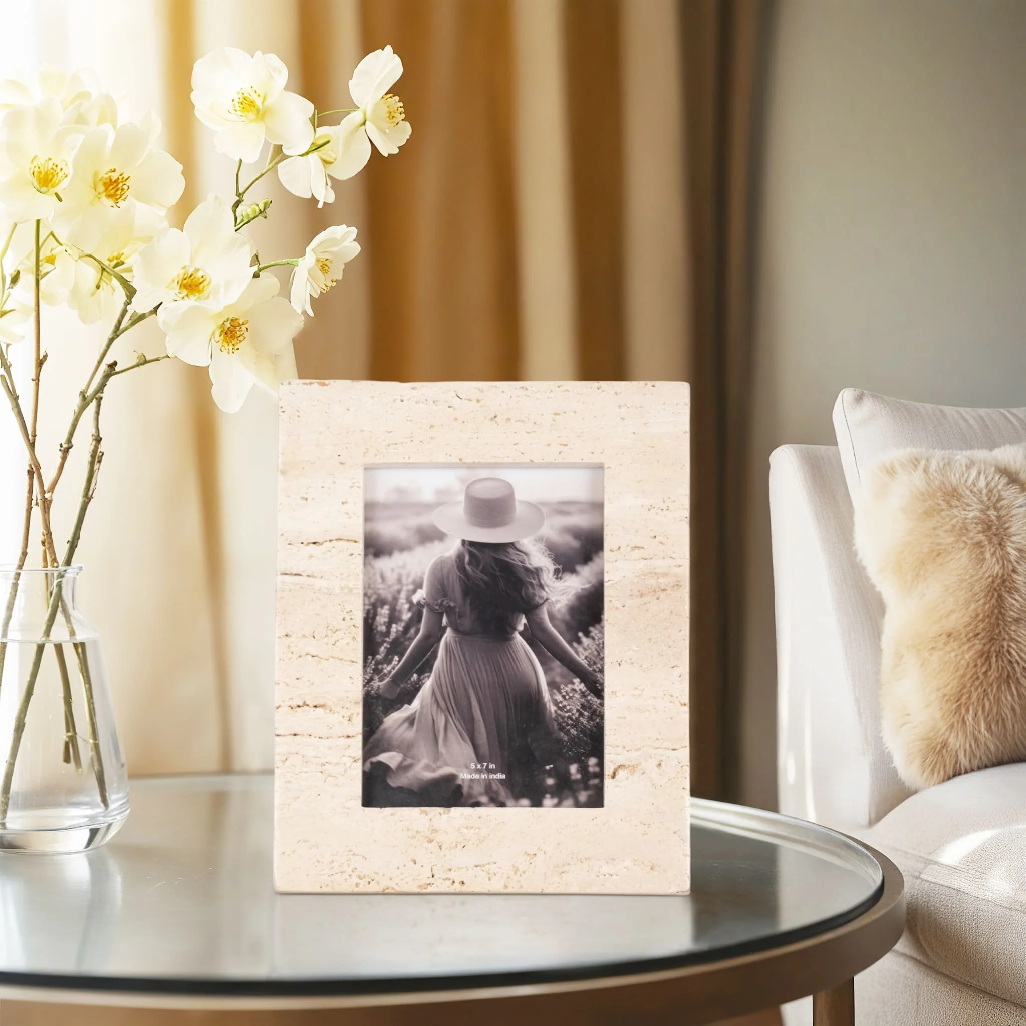 5x7 Travertine Photo Frame, Tan - Image 9