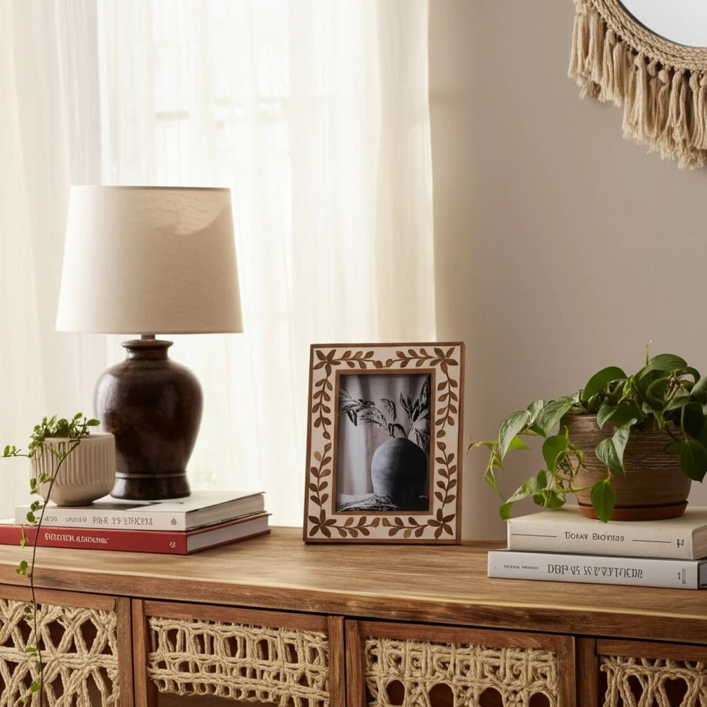 5x7 Wood Inlay Vine Photo Frame, Natural - Image 14