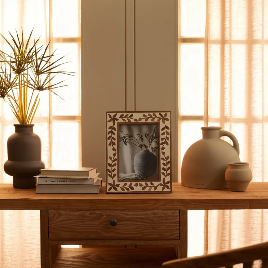 5x7 Wood Inlay Vine Photo Frame, Natural - Image 16