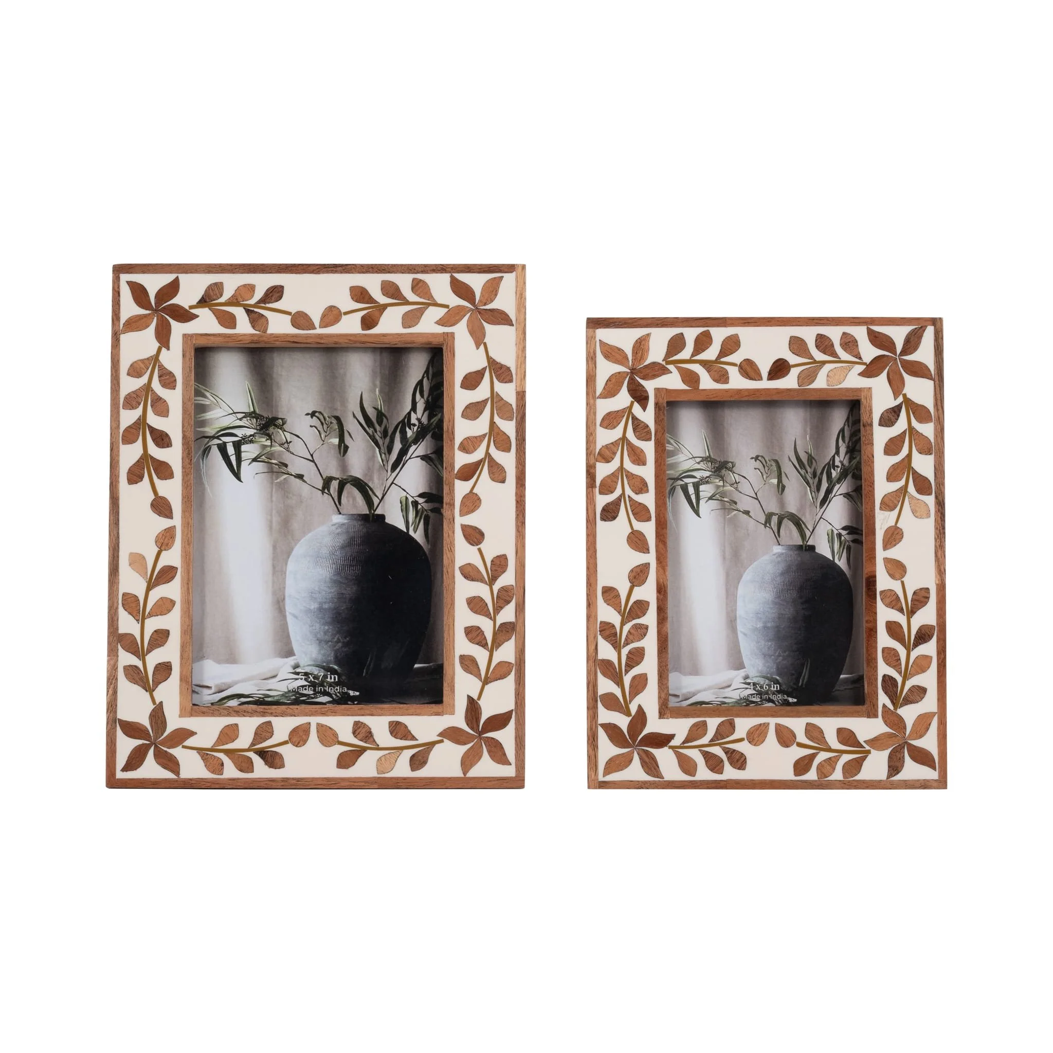 5x7 Wood Inlay Vine Photo Frame, Natural - Image 6