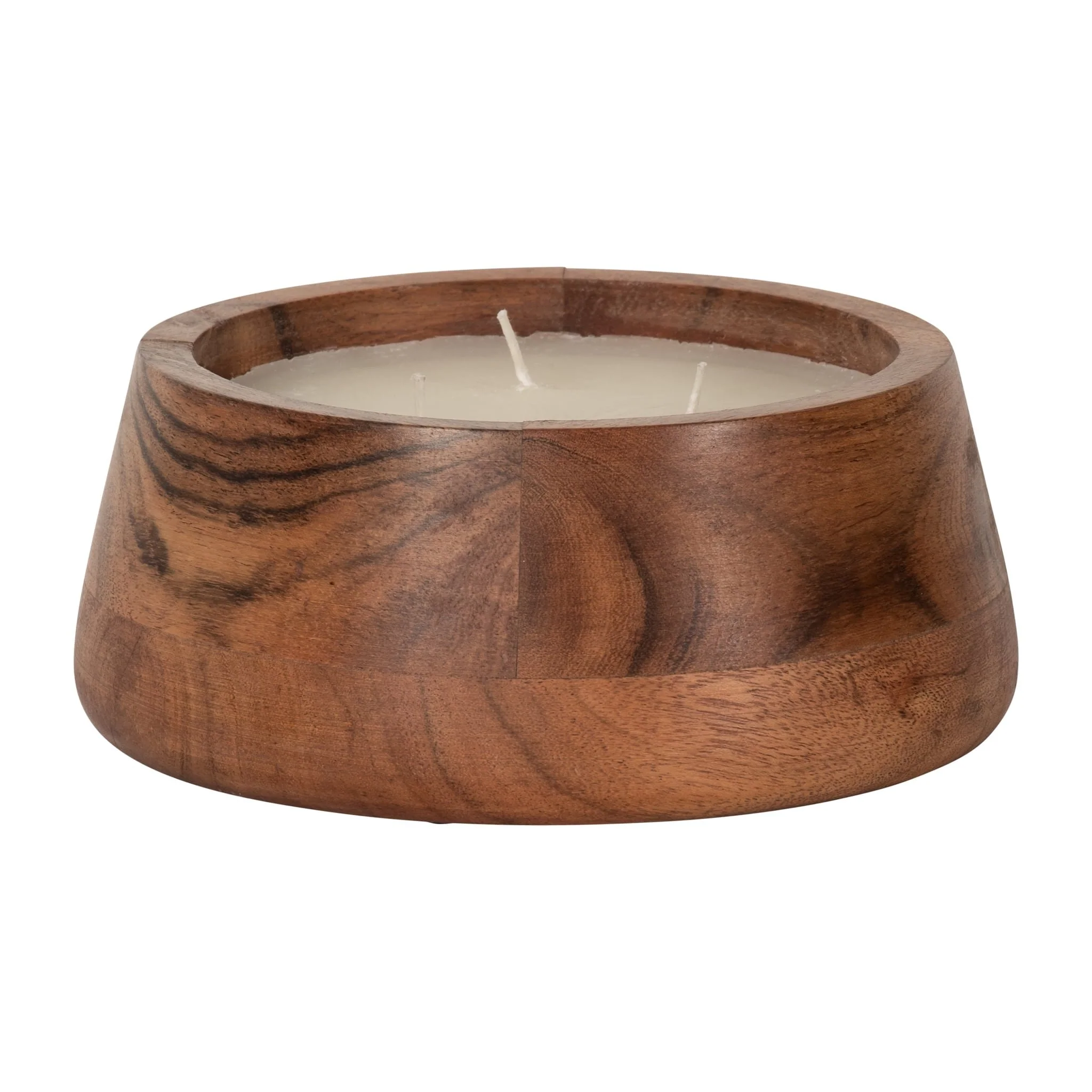 6" 11 Oz Vanilla Wood Bowl Candle, Natural