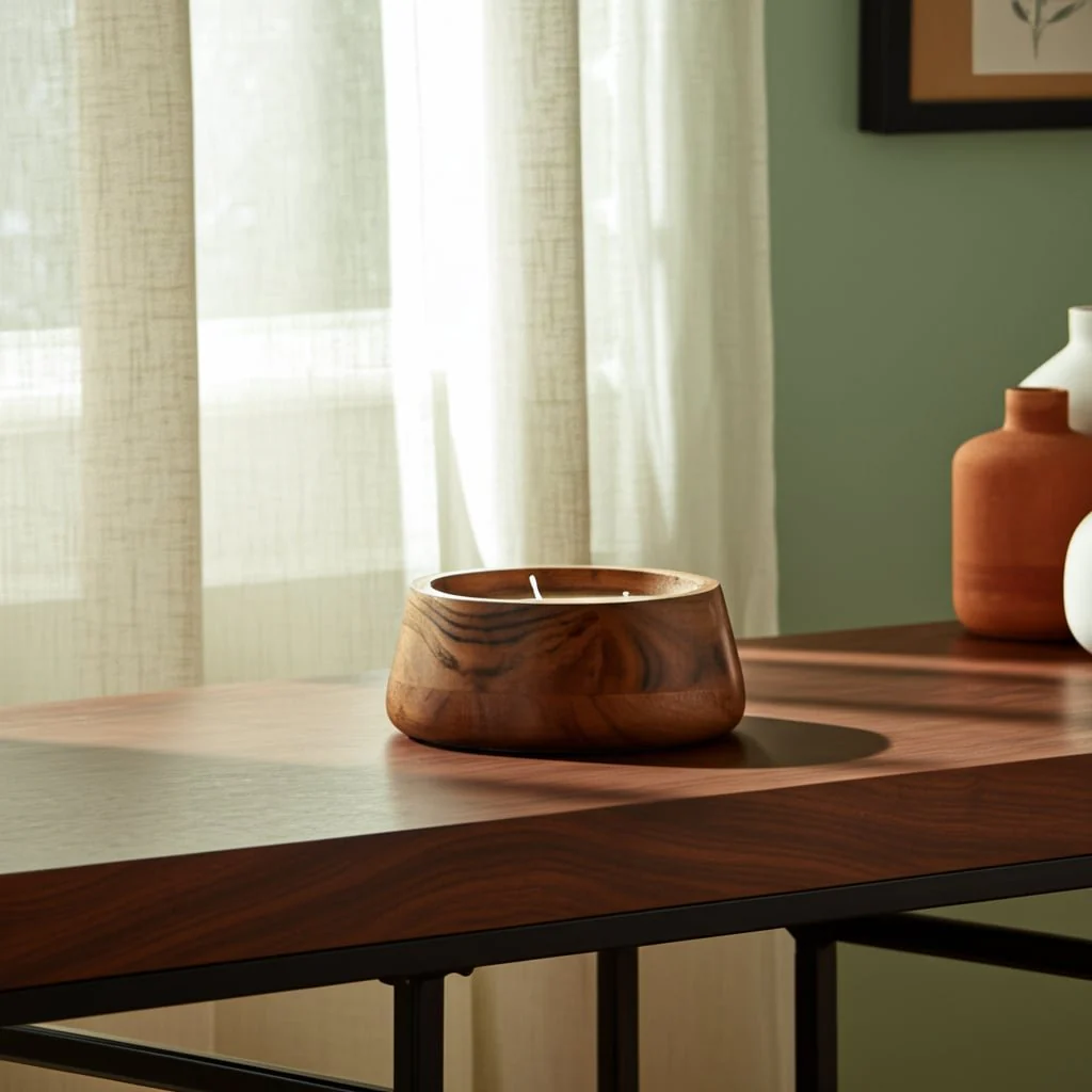 6" 11 Oz Vanilla Wood Bowl Candle, Natural - Image 10