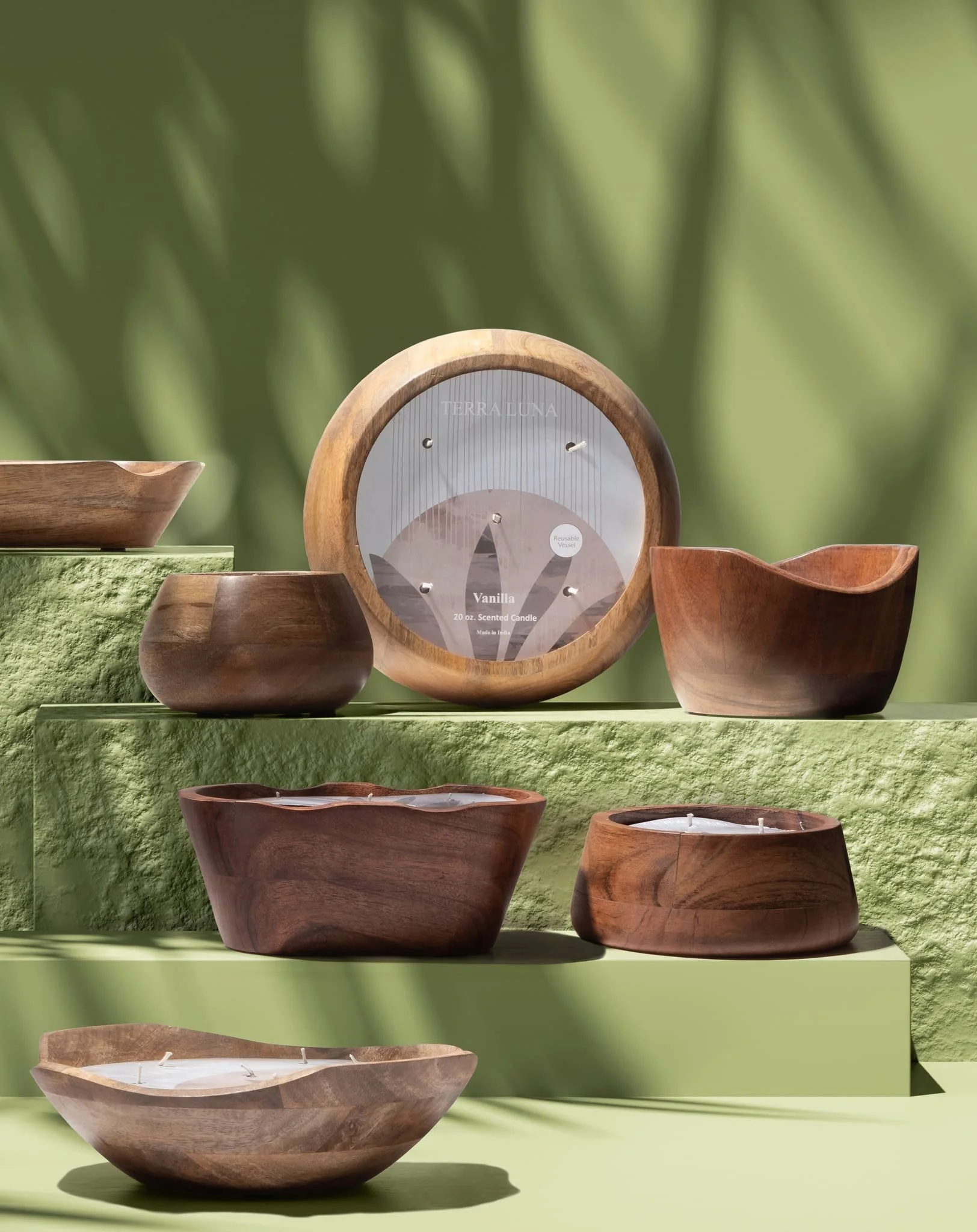 6" 11 Oz Vanilla Wood Bowl Candle, Natural - Image 8